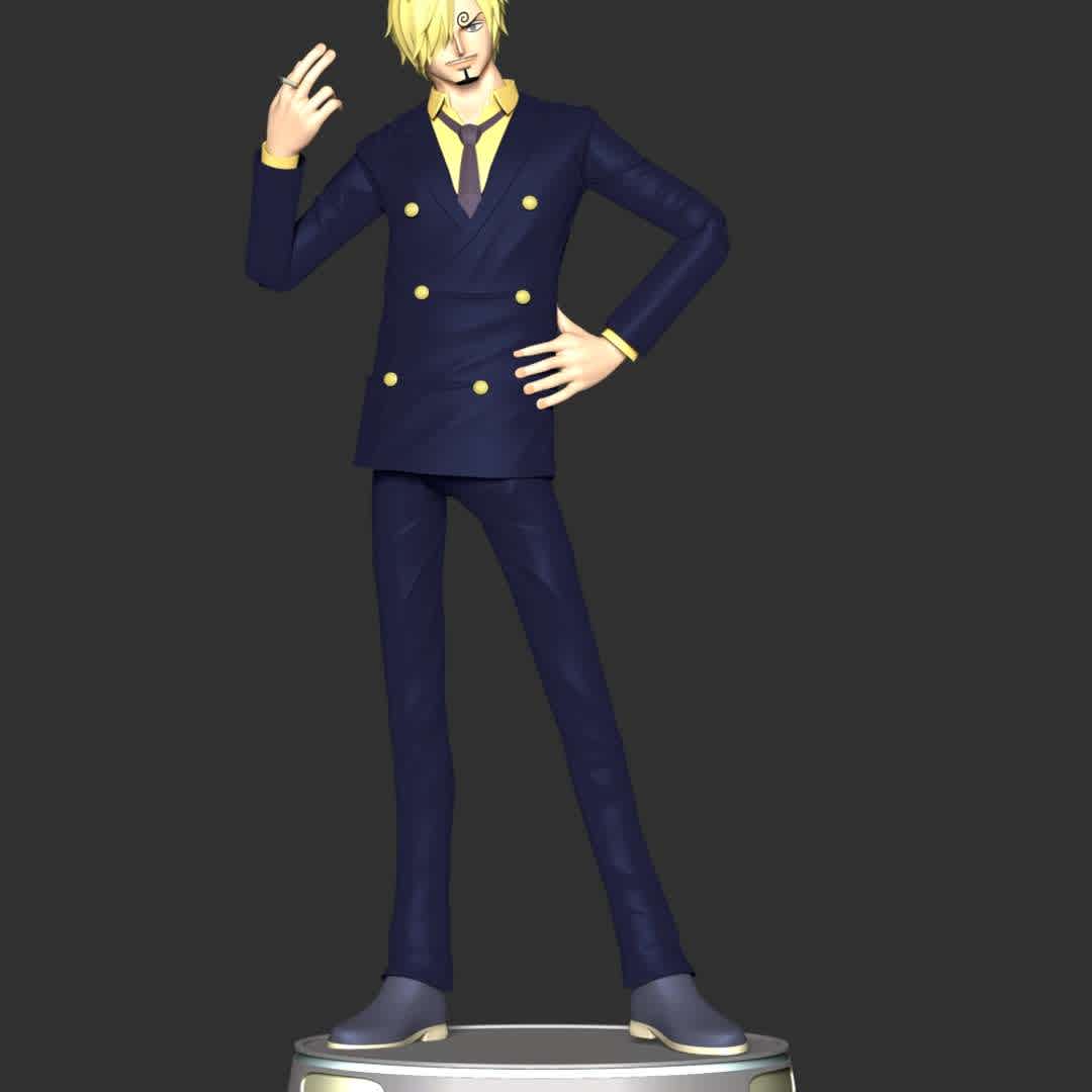 One Piece - Sanji - These information of model:

**- The height of current model is 30 cm and you can free to scale it.**

**- Format files: STL, OBJ to supporting 3D printing.**

Please don't hesitate to contact me if you have any issues question. - The best files for 3D printing in the world. Stl models divided into parts to facilitate 3D printing. All kinds of characters, decoration, cosplay, prosthetics, pieces. Quality in 3D printing. Affordable 3D models. Low cost. Collective purchases of 3D files.