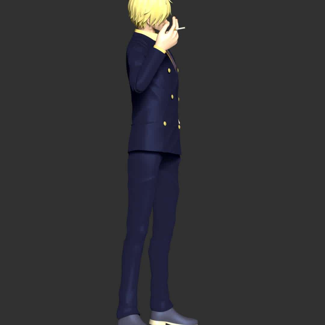 One Piece - Sanji - These information of model:

**- The height of current model is 30 cm and you can free to scale it.**

**- Format files: STL, OBJ to supporting 3D printing.**

Please don't hesitate to contact me if you have any issues question. - The best files for 3D printing in the world. Stl models divided into parts to facilitate 3D printing. All kinds of characters, decoration, cosplay, prosthetics, pieces. Quality in 3D printing. Affordable 3D models. Low cost. Collective purchases of 3D files.