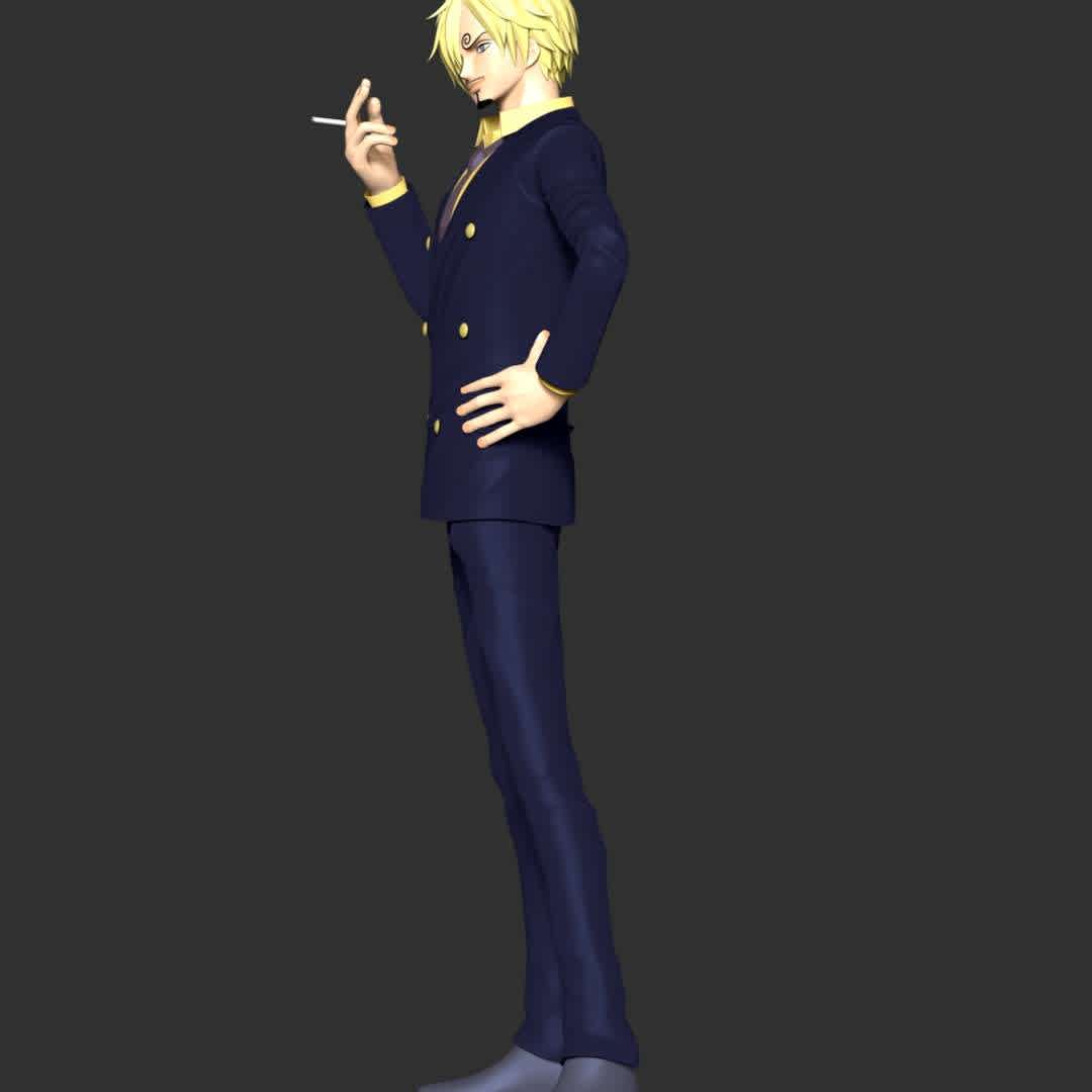 One Piece - Sanji - These information of model:

**- The height of current model is 30 cm and you can free to scale it.**

**- Format files: STL, OBJ to supporting 3D printing.**

Please don't hesitate to contact me if you have any issues question. - The best files for 3D printing in the world. Stl models divided into parts to facilitate 3D printing. All kinds of characters, decoration, cosplay, prosthetics, pieces. Quality in 3D printing. Affordable 3D models. Low cost. Collective purchases of 3D files.