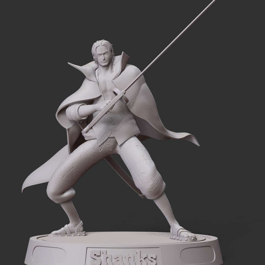 One Piece - Shanks - **These information basic of this model:**

- The model ready for 3D printing.
- The model current size is 20cm height, but you are free to scale it.
- Files format: STL, OBJ (included 5 separated files is ready for 3D printing).
- Also includes Zbrush original file (ZTL) for you to customize as you like.

Hope you like her. 
If you have any questions please don't hesitate to contact me. 
I will respond you ASAP. - The best files for 3D printing in the world. Stl models divided into parts to facilitate 3D printing. All kinds of characters, decoration, cosplay, prosthetics, pieces. Quality in 3D printing. Affordable 3D models. Low cost. Collective purchases of 3D files.