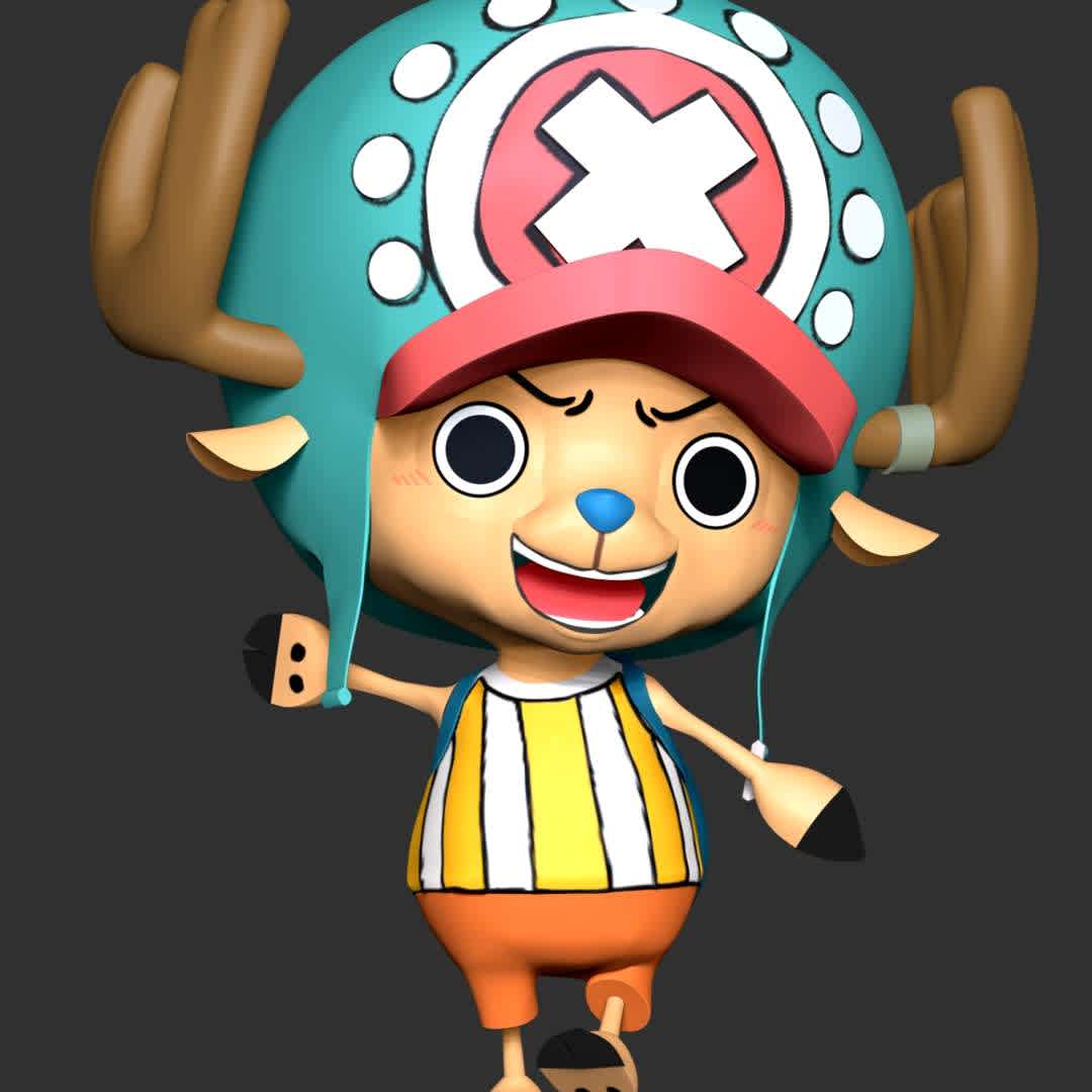 One Piece - Tony Tony Chopper - These information of model:

**- The height of current model is 30 cm and you can free to scale it.**
**- Format files: STL, OBJ to supporting 3D printing.**

Please don't hesitate to contact me if you have any issues question. - Los mejores archivos para impresión 3D del mundo. Modelos Stl divididos en partes para facilitar la impresión 3D. Todo tipo de personajes, decoración, cosplay, prótesis, piezas. Calidad en impresión 3D. Modelos 3D asequibles. Bajo costo. Compras colectivas de archivos 3D.