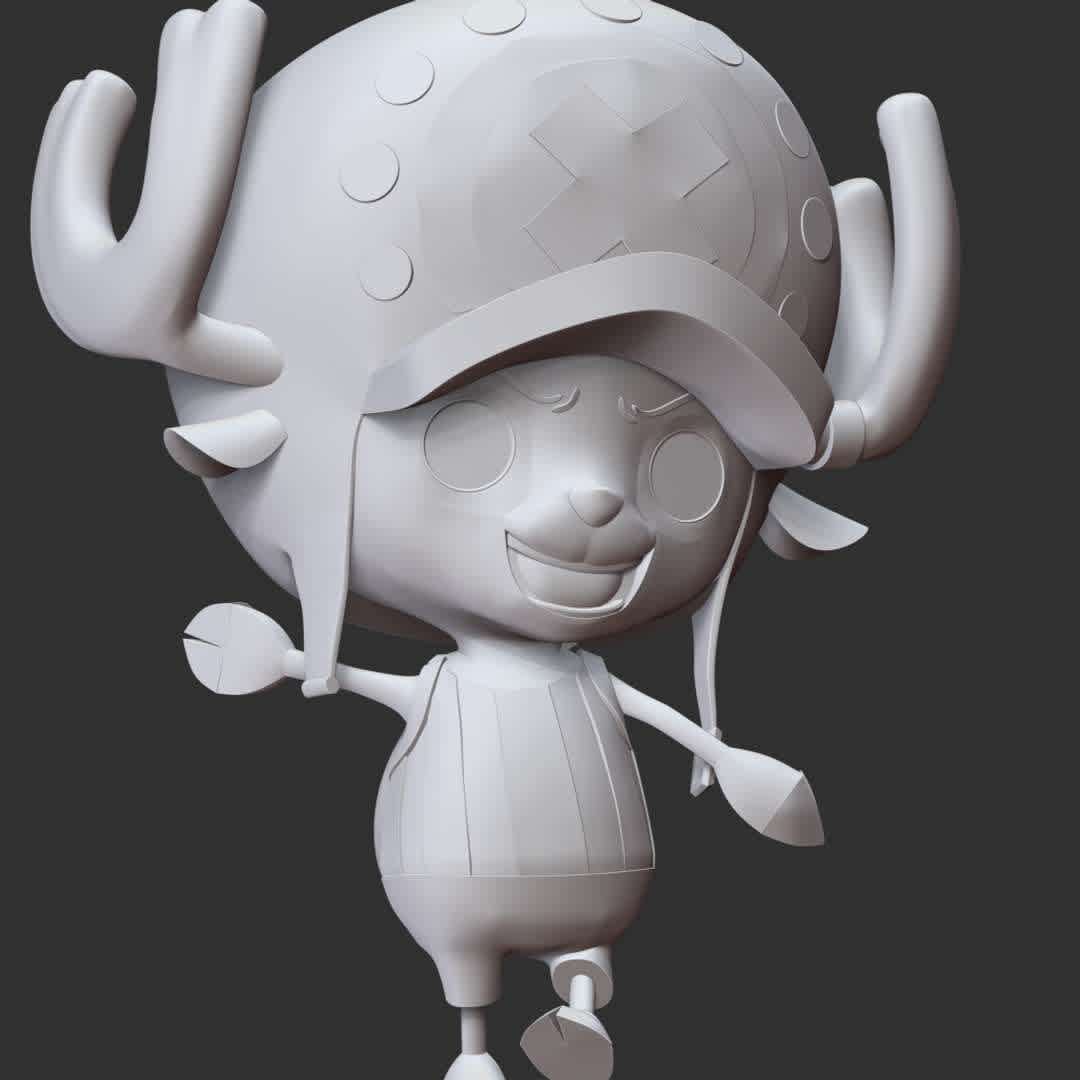 One Piece - Tony Tony Chopper - These information of model:

**- The height of current model is 30 cm and you can free to scale it.**
**- Format files: STL, OBJ to supporting 3D printing.**

Please don't hesitate to contact me if you have any issues question. - The best files for 3D printing in the world. Stl models divided into parts to facilitate 3D printing. All kinds of characters, decoration, cosplay, prosthetics, pieces. Quality in 3D printing. Affordable 3D models. Low cost. Collective purchases of 3D files.