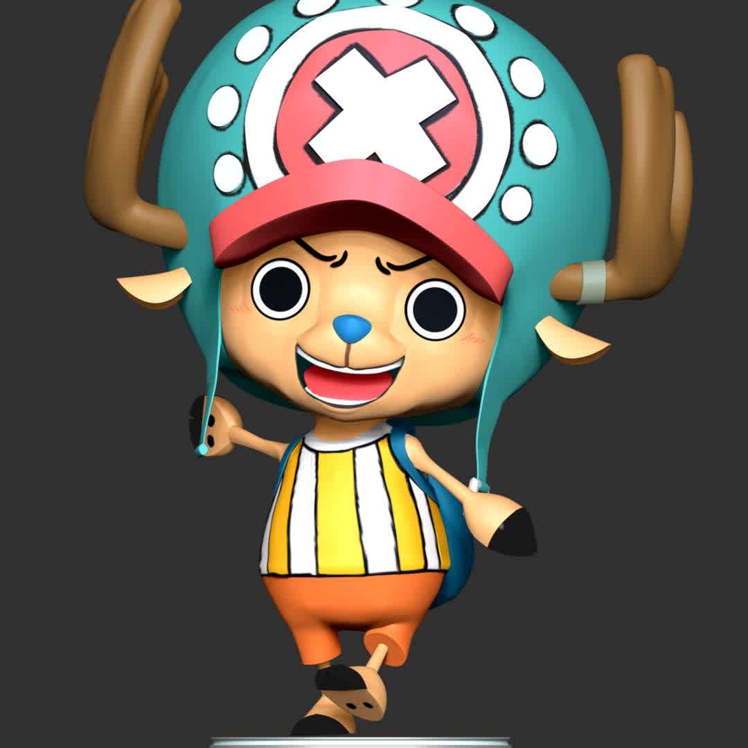 One Piece - Tony Tony Chopper - These information of model:

**- The height of current model is 30 cm and you can free to scale it.**
**- Format files: STL, OBJ to supporting 3D printing.**

Please don't hesitate to contact me if you have any issues question. - Los mejores archivos para impresión 3D del mundo. Modelos Stl divididos en partes para facilitar la impresión 3D. Todo tipo de personajes, decoración, cosplay, prótesis, piezas. Calidad en impresión 3D. Modelos 3D asequibles. Bajo costo. Compras colectivas de archivos 3D.