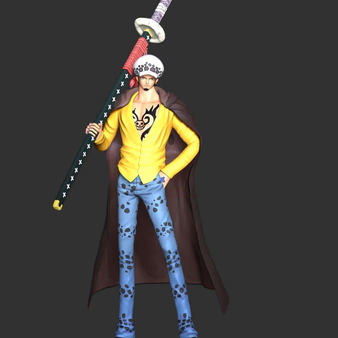 One Piece - Trafalgar Law - These information of model:

**- The height of current model is 30 cm and you can free to scale it.**

**- Format files: STL, OBJ to supporting 3D printing.**

Please don't hesitate to contact me if you have any issues question. - The best files for 3D printing in the world. Stl models divided into parts to facilitate 3D printing. All kinds of characters, decoration, cosplay, prosthetics, pieces. Quality in 3D printing. Affordable 3D models. Low cost. Collective purchases of 3D files.