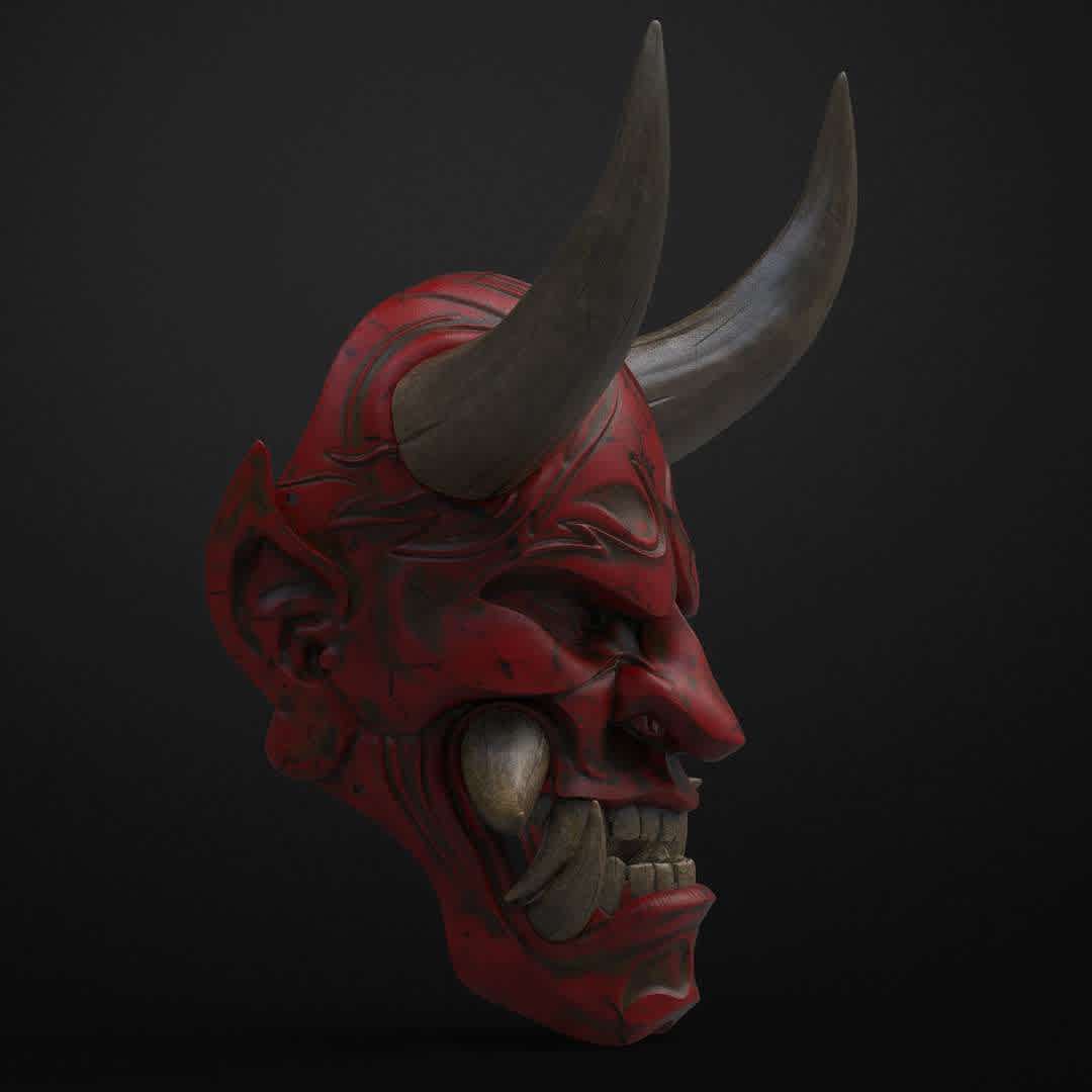 Oni Mask Noh Demon Mask 1 - This is a 3D STL file for CNC machine, that is compatible with Aspire, Artcam, and also other platforms that support the STL format(Blender, Zbrush, Maya, etc...) File for print it personally on a 3d printer. The size of this design is adjustable to your needs. After Payment You will get directly the link to Download This design was made by the Maskitto team. All the rights belong to the creators, therefore, it is forbidden to resell nor share this design as a digital file. However, you are allowed to sell the product that you carve in wood or other material on your CNC from our file Feel free to contact for every issue or information.The Mask is sized for a standard adult's head..Print size mask without horns: length - 207 mm/ width - 214 mm/ height - 208 mm. Recommended settings for printing:Print with at least 15-20% infill,Layer Height 0.1 - 0.16 mm - Los mejores archivos para impresión 3D del mundo. Modelos Stl divididos en partes para facilitar la impresión 3D. Todo tipo de personajes, decoración, cosplay, prótesis, piezas. Calidad en impresión 3D. Modelos 3D asequibles. Bajo costo. Compras colectivas de archivos 3D.