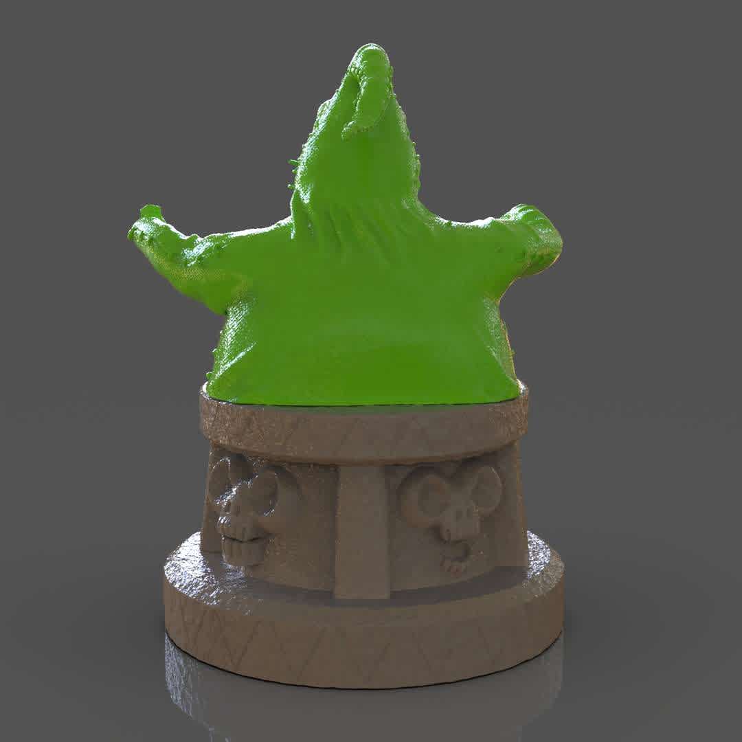 Oogie Boogie Bust - A bust of Oogie Boogie from The Nightmare Before Christmas Movie ready for 3D Printing I separate in two parts for easy 3d print I included the OBJ, STL files if you need 3D Game Assets or STL files I can do commission works.

 - Os melhores arquivos para impressão 3D do mundo. Modelos stl divididos em partes para facilitar a impressão 3D. Todos os tipos de personagens, decoração, cosplay, próteses, peças. Qualidade na impressão 3D. Modelos 3D com preço acessível. Baixo custo. Compras coletivas de arquivos 3D.