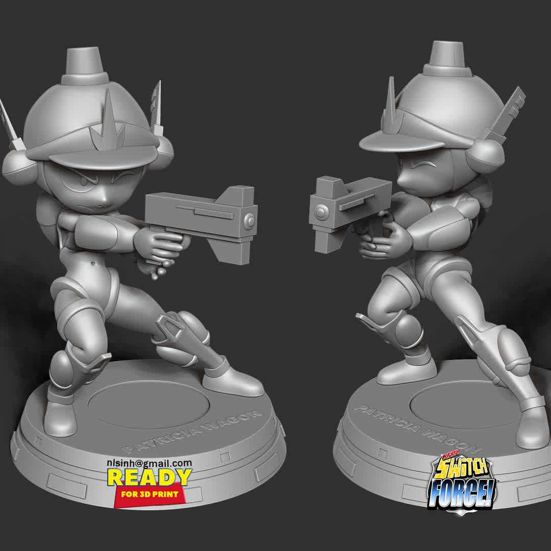 Patricia Wagon - Patricia Patty Wagon is the main protagonist of the Mighty Switch Force! franchise, debuting in the first game, simply titled Mighty Switch Force!. - quote from wiki

When you purchase this model, you will own:

- STL, OBJ file with 06 separated files (with key to connect together) is ready for 3D printing.

- Zbrush original files (ZTL) for you to customize as you like.

This is version 1.0 of this model.

Hope you like her. Thanks for viewing! - The best files for 3D printing in the world. Stl models divided into parts to facilitate 3D printing. All kinds of characters, decoration, cosplay, prosthetics, pieces. Quality in 3D printing. Affordable 3D models. Low cost. Collective purchases of 3D files.