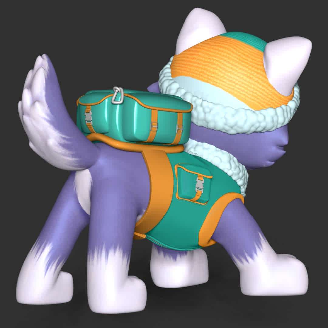 Paw Patrol - Everest - These information of model:

**- The height of current model is 30 cm and you can free to scale it.**

**- Format files: STL, OBJ to supporting 3D printing.**

Please don't hesitate to contact me if you have any issues question. - The best files for 3D printing in the world. Stl models divided into parts to facilitate 3D printing. All kinds of characters, decoration, cosplay, prosthetics, pieces. Quality in 3D printing. Affordable 3D models. Low cost. Collective purchases of 3D files.