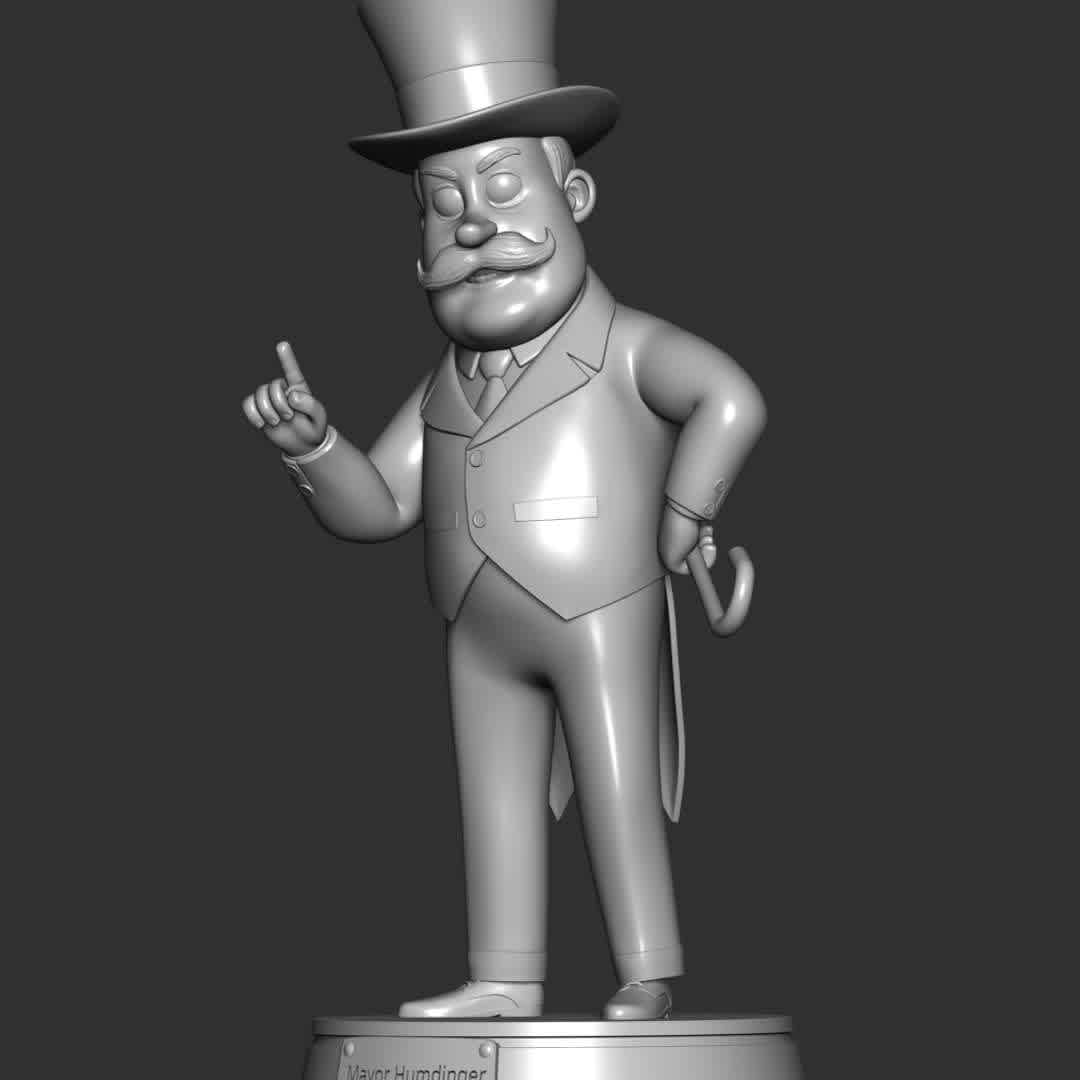  PAW Patrol - Mayor Humdinger - **Mayor Humdinger is the mayor of Foggy Bottom and the main antagonist of the PAW Patrol franchise.**

**The model ready for 3D printing.**

These information of model:

**- Format files: STL, OBJ to supporting 3D printing.**

**- Can be assembled without glue (glue is optional)**

**- Split down to 2 parts**

**- The height of current model is 20 cm and you can free to scale it.**

**- ZTL format for Zbrush for you to customize as you like.**

Please don't hesitate to contact me if you have any issues question.

If you see this model useful, please vote positively for it. - Los mejores archivos para impresión 3D del mundo. Modelos Stl divididos en partes para facilitar la impresión 3D. Todo tipo de personajes, decoración, cosplay, prótesis, piezas. Calidad en impresión 3D. Modelos 3D asequibles. Bajo costo. Compras colectivas de archivos 3D.