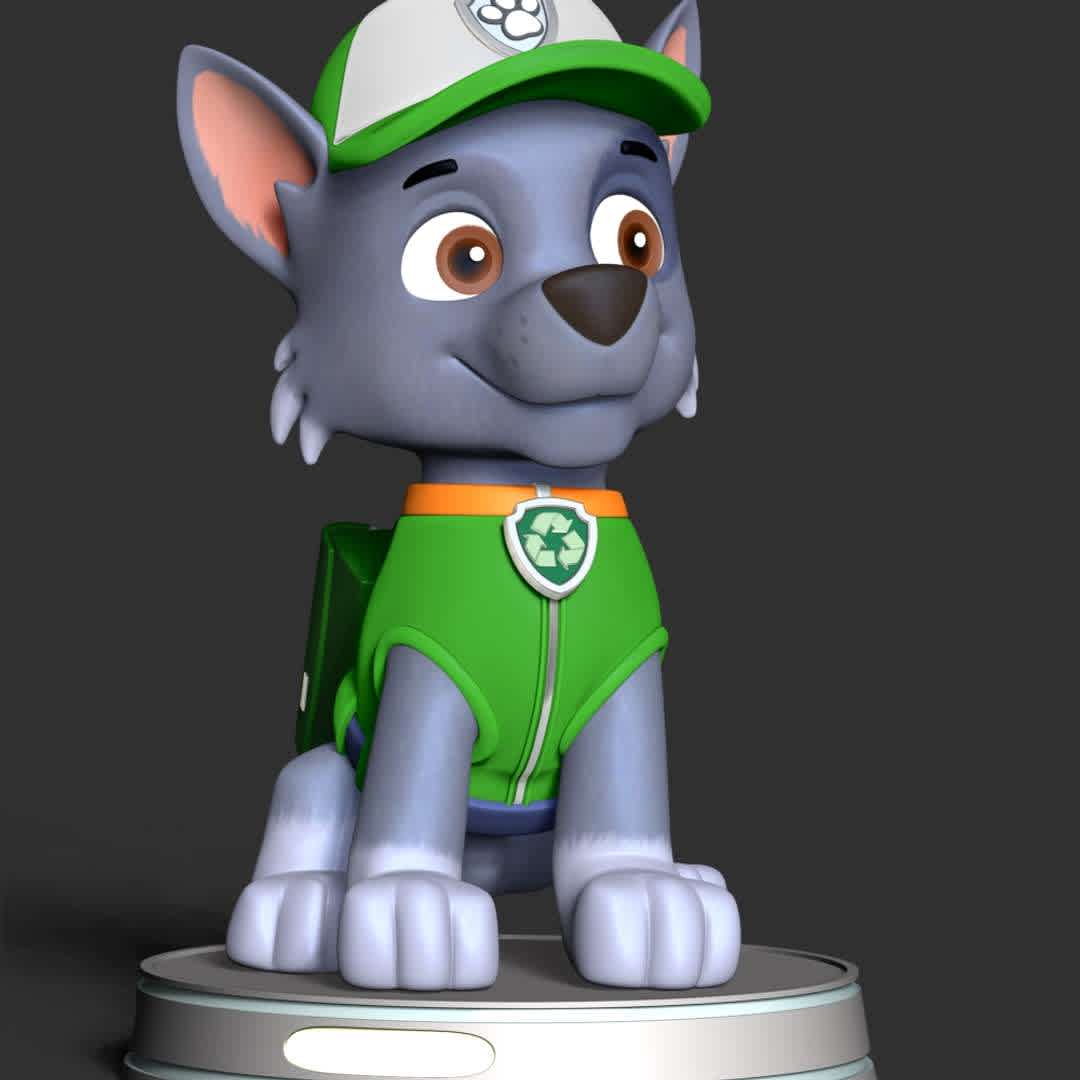 Paw Patrol- Rocky - **Rocky is main protagonists in the PAW Patrol. He is to use recycled items to fix broken objects.**

These information of model:

**- The height of current model is 30 cm but you can free to scale it.**

**- Format files: STL, OBJ to supporting 3D printing.**

Please don't hesitate to contact me if you have any issues question. - The best files for 3D printing in the world. Stl models divided into parts to facilitate 3D printing. All kinds of characters, decoration, cosplay, prosthetics, pieces. Quality in 3D printing. Affordable 3D models. Low cost. Collective purchases of 3D files.