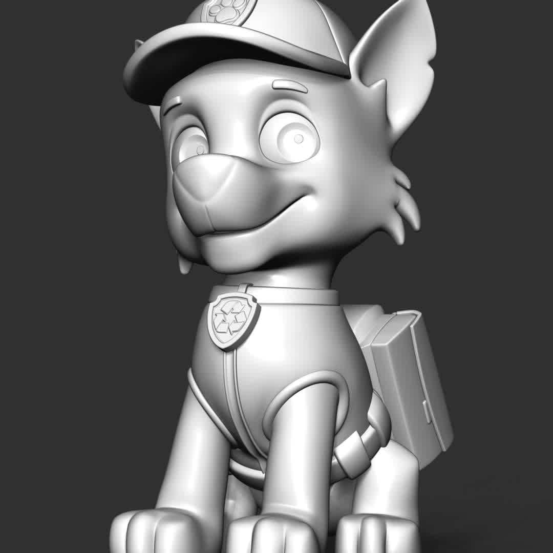 Paw Patrol- Rocky - **Rocky is main protagonists in the PAW Patrol. He is to use recycled items to fix broken objects.**

These information of model:

**- The height of current model is 30 cm but you can free to scale it.**

**- Format files: STL, OBJ to supporting 3D printing.**

Please don't hesitate to contact me if you have any issues question. - The best files for 3D printing in the world. Stl models divided into parts to facilitate 3D printing. All kinds of characters, decoration, cosplay, prosthetics, pieces. Quality in 3D printing. Affordable 3D models. Low cost. Collective purchases of 3D files.