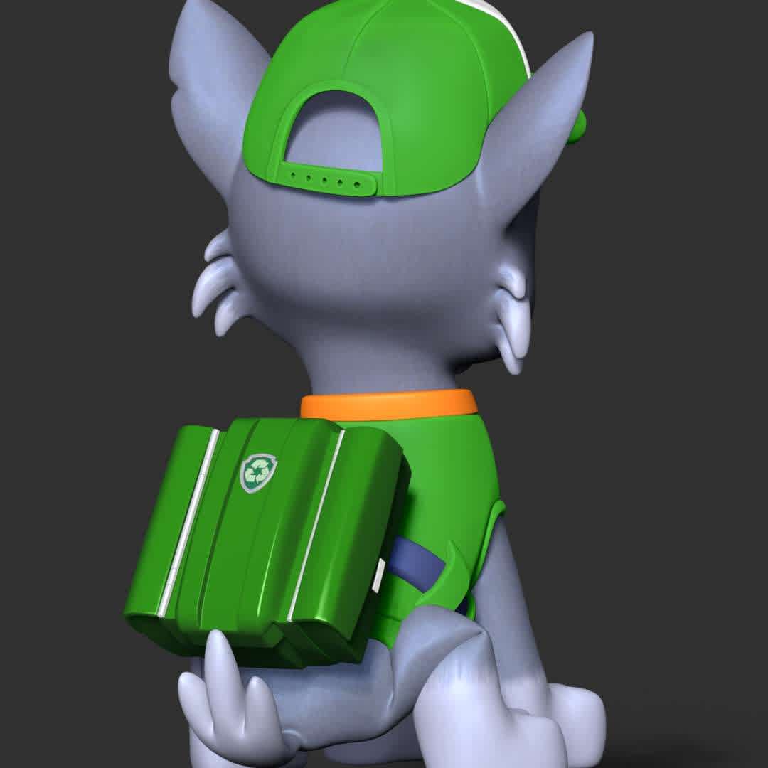 Paw Patrol- Rocky - **Rocky is main protagonists in the PAW Patrol. He is to use recycled items to fix broken objects.**

These information of model:

**- The height of current model is 30 cm but you can free to scale it.**

**- Format files: STL, OBJ to supporting 3D printing.**

Please don't hesitate to contact me if you have any issues question. - The best files for 3D printing in the world. Stl models divided into parts to facilitate 3D printing. All kinds of characters, decoration, cosplay, prosthetics, pieces. Quality in 3D printing. Affordable 3D models. Low cost. Collective purchases of 3D files.