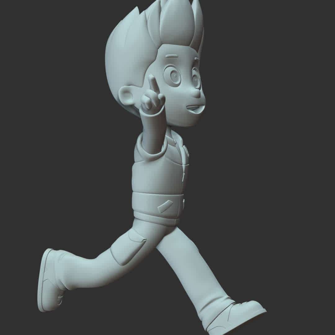 Paw Patrol - Ryder - **Ryder is the 1st member of the PAW Patrol and is the team's leader.**

These information of model:

**- The height of current model is 30 cm and you can free to scale it.**

**- Format files: STL, OBJ support 3D printing easy.**

Please don't hesitate to contact me if you have any issues question.

 - Los mejores archivos para impresión 3D del mundo. Modelos Stl divididos en partes para facilitar la impresión 3D. Todo tipo de personajes, decoración, cosplay, prótesis, piezas. Calidad en impresión 3D. Modelos 3D asequibles. Bajo costo. Compras colectivas de archivos 3D.