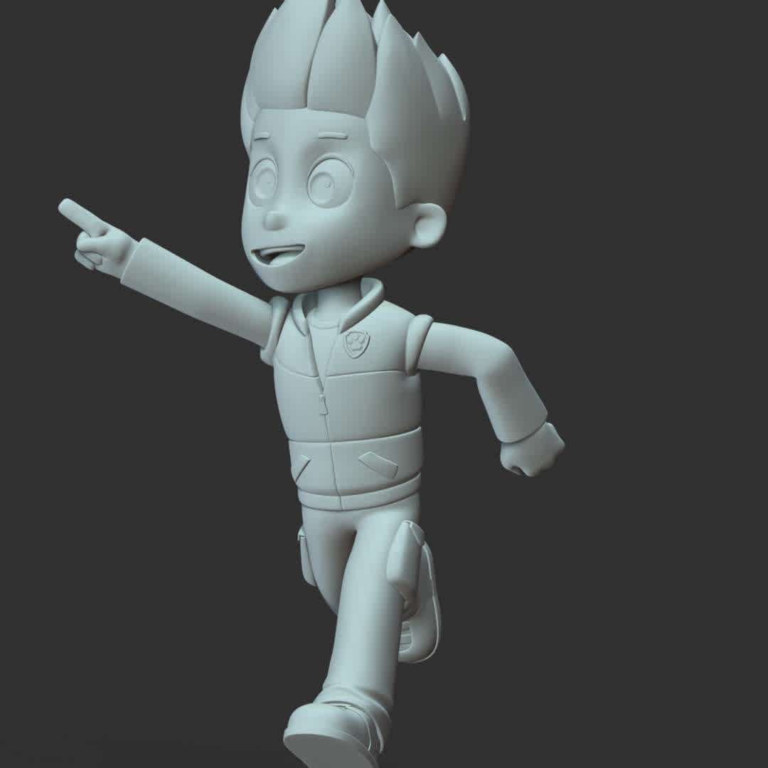 Paw Patrol - Ryder - **Ryder is the 1st member of the PAW Patrol and is the team's leader.**

These information of model:

**- The height of current model is 30 cm and you can free to scale it.**

**- Format files: STL, OBJ support 3D printing easy.**

Please don't hesitate to contact me if you have any issues question.

 - Os melhores arquivos para impressão 3D do mundo. Modelos stl divididos em partes para facilitar a impressão 3D. Todos os tipos de personagens, decoração, cosplay, próteses, peças. Qualidade na impressão 3D. Modelos 3D com preço acessível. Baixo custo. Compras coletivas de arquivos 3D.