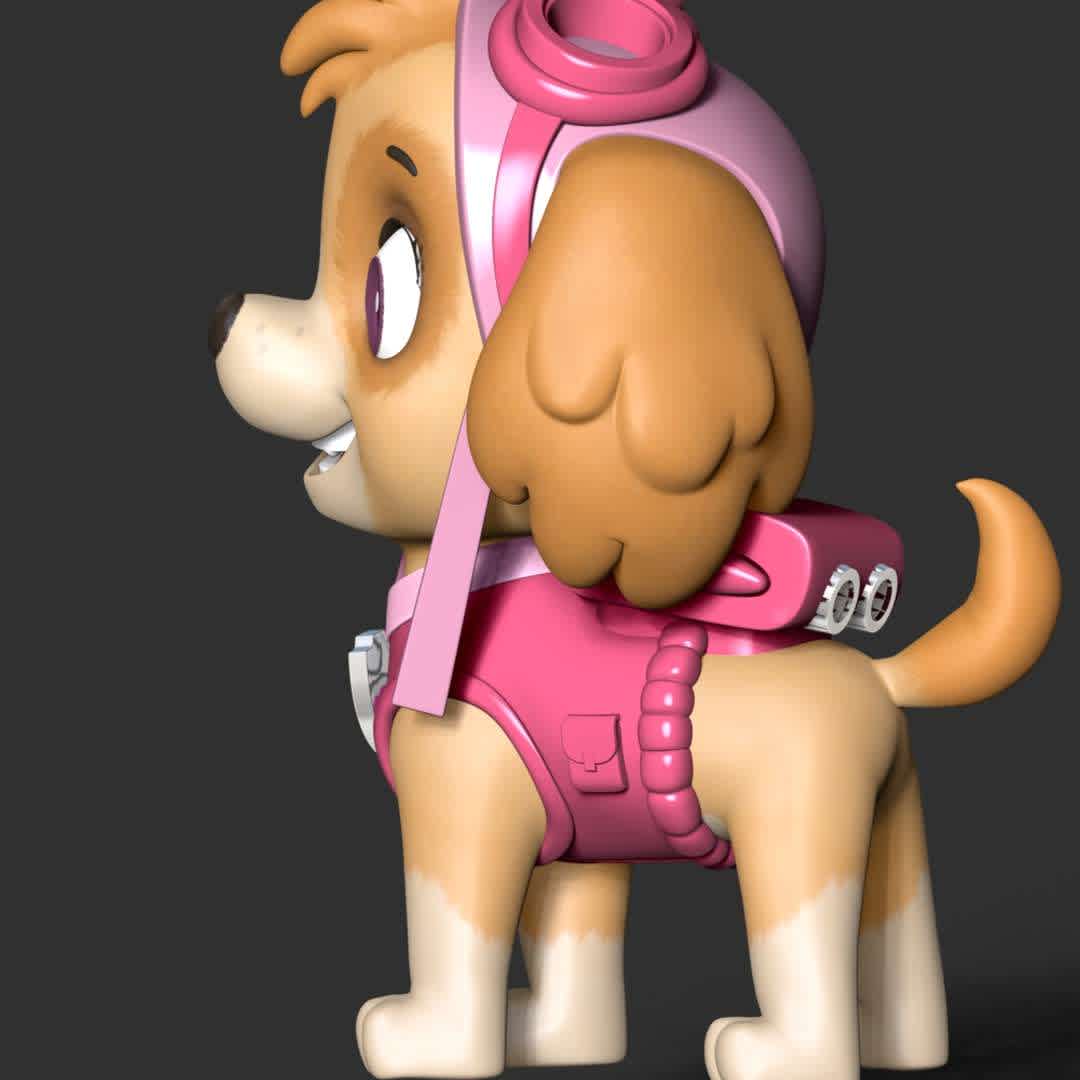 Paw Patrol - Skye - **These information basic of this model:**

- The model ready for 3D printing.
- The model current size is 25cm height, but you are free to scale it.
- Files format: STL, OBJ (included 7 separated files is ready for 3D printing).
- Also includes Zbrush original file (ZTL) for you to customize as you like.

Hope you like her.
If you have any questions please don't hesitate to contact me.
I will respond you ASAP. - Los mejores archivos para impresión 3D del mundo. Modelos Stl divididos en partes para facilitar la impresión 3D. Todo tipo de personajes, decoración, cosplay, prótesis, piezas. Calidad en impresión 3D. Modelos 3D asequibles. Bajo costo. Compras colectivas de archivos 3D.