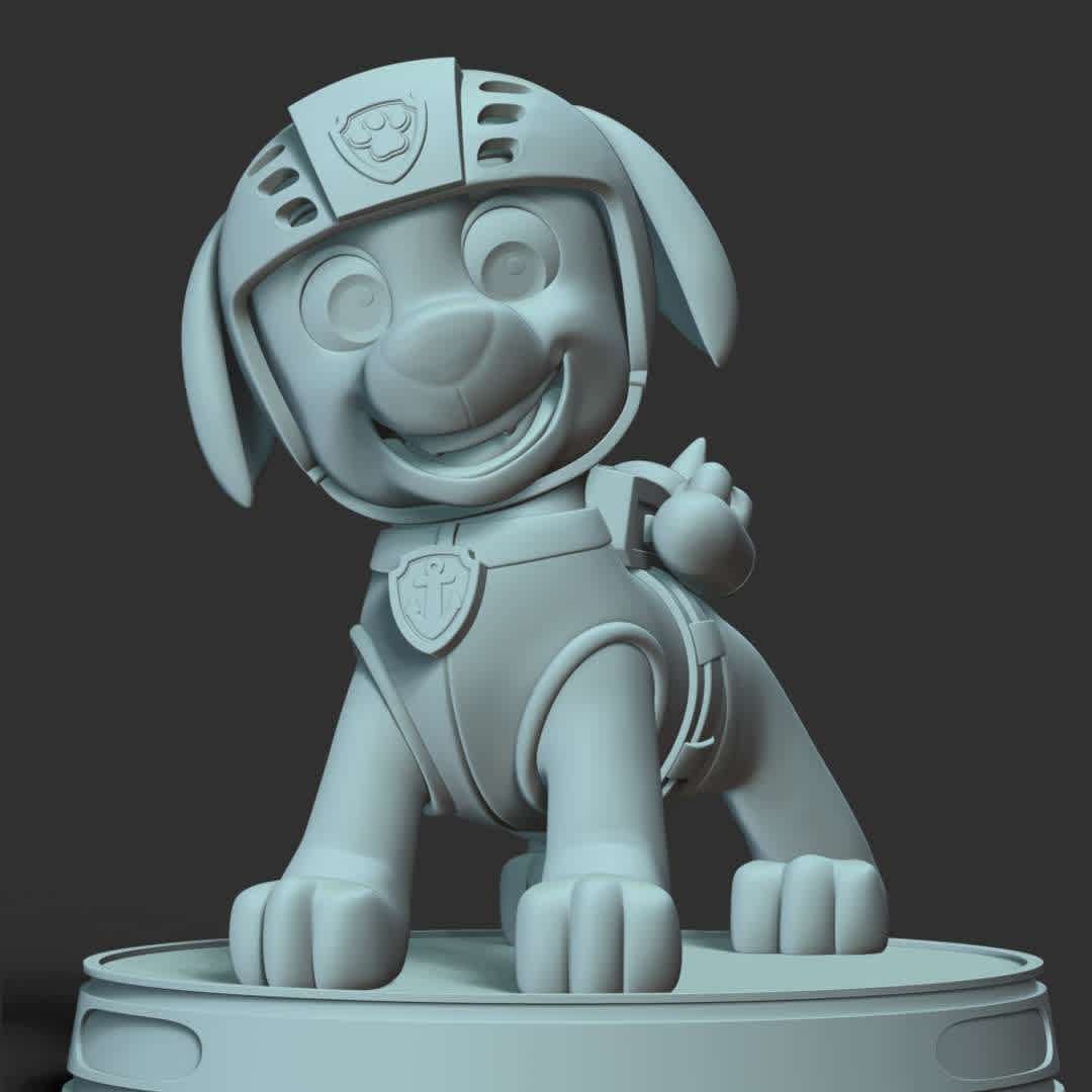  Paw Patrol - Zuma - These information of model:

**- The height of current model is 30 cm and you can free to scale it.**

**- Format files: STL, OBJ to supporting 3D printing.**

Please don't hesitate to contact me if you have any issues question. - The best files for 3D printing in the world. Stl models divided into parts to facilitate 3D printing. All kinds of characters, decoration, cosplay, prosthetics, pieces. Quality in 3D printing. Affordable 3D models. Low cost. Collective purchases of 3D files.