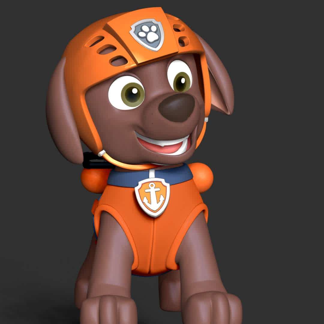  Paw Patrol - Zuma - These information of model:

**- The height of current model is 30 cm and you can free to scale it.**

**- Format files: STL, OBJ to supporting 3D printing.**

Please don't hesitate to contact me if you have any issues question. - The best files for 3D printing in the world. Stl models divided into parts to facilitate 3D printing. All kinds of characters, decoration, cosplay, prosthetics, pieces. Quality in 3D printing. Affordable 3D models. Low cost. Collective purchases of 3D files.