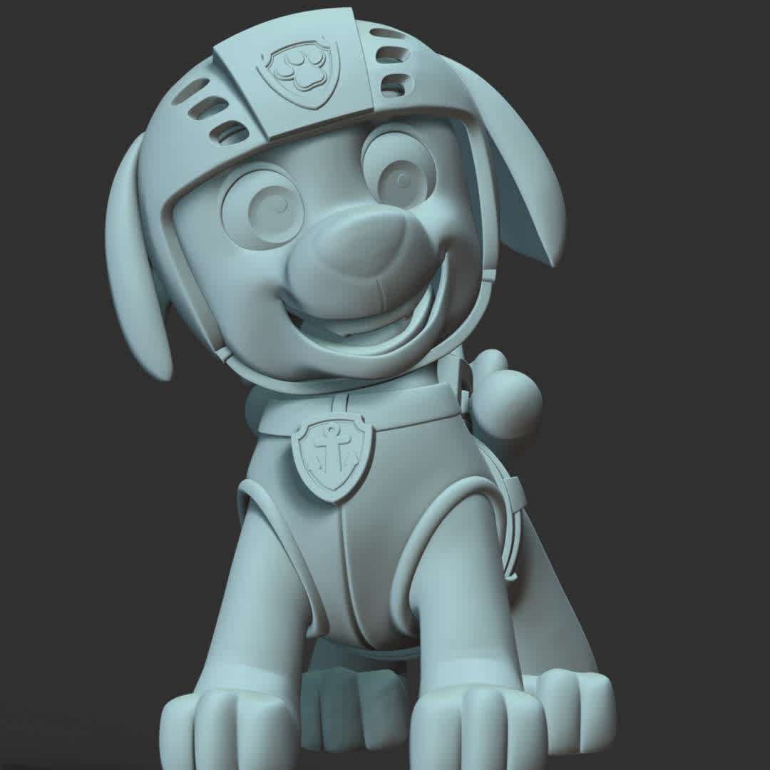  Paw Patrol - Zuma - These information of model:

**- The height of current model is 30 cm and you can free to scale it.**

**- Format files: STL, OBJ to supporting 3D printing.**

Please don't hesitate to contact me if you have any issues question. - The best files for 3D printing in the world. Stl models divided into parts to facilitate 3D printing. All kinds of characters, decoration, cosplay, prosthetics, pieces. Quality in 3D printing. Affordable 3D models. Low cost. Collective purchases of 3D files.