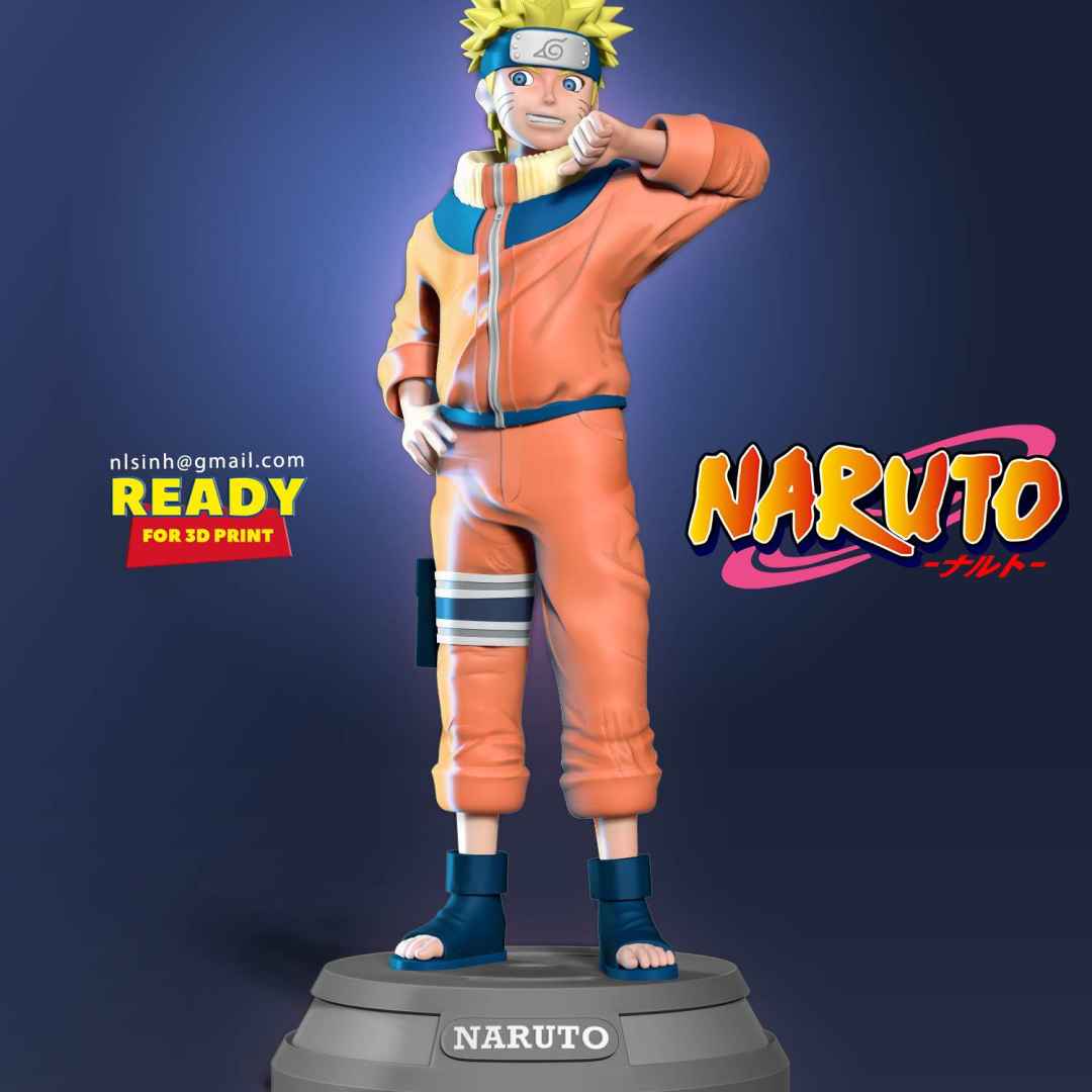 Naruto Fan art - > Naruto (Japanese: NARUTOナルト) is a Japanese manga series written and illustrated by Masashi Kishimoto.

When you purchase this model, you will own:

**- STL, OBJ file with 09 separated files (with key to connect together) is ready for 3D printing.**

**- Zbrush original files (ZTL) for you to customize as you like.**

_This is version 1.0 of this model._

Hope you like him. Thanks for viewing! - Los mejores archivos para impresión 3D del mundo. Modelos Stl divididos en partes para facilitar la impresión 3D. Todo tipo de personajes, decoración, cosplay, prótesis, piezas. Calidad en impresión 3D. Modelos 3D asequibles. Bajo costo. Compras colectivas de archivos 3D.