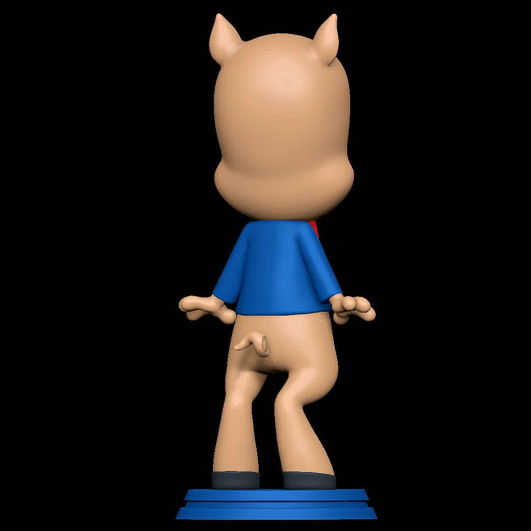 Porky Pig - Looney Tunes - Classic Character - The best files for 3D printing in the world. Stl models divided into parts to facilitate 3D printing. All kinds of characters, decoration, cosplay, prosthetics, pieces. Quality in 3D printing. Affordable 3D models. Low cost. Collective purchases of 3D files.