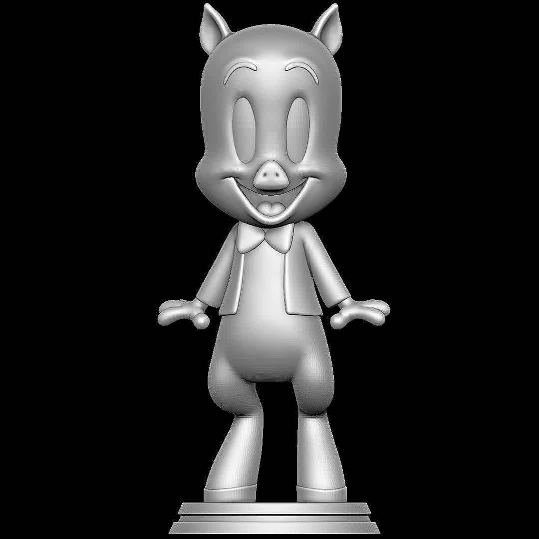 Porky Pig - Looney Tunes - Classic Character - The best files for 3D printing in the world. Stl models divided into parts to facilitate 3D printing. All kinds of characters, decoration, cosplay, prosthetics, pieces. Quality in 3D printing. Affordable 3D models. Low cost. Collective purchases of 3D files.