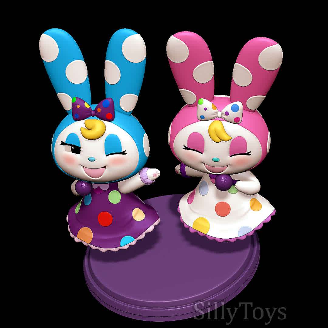 Rabbit Sisters - Animal crossing - The Rabbit Sisters singing on stage - The best files for 3D printing in the world. Stl models divided into parts to facilitate 3D printing. All kinds of characters, decoration, cosplay, prosthetics, pieces. Quality in 3D printing. Affordable 3D models. Low cost. Collective purchases of 3D files.