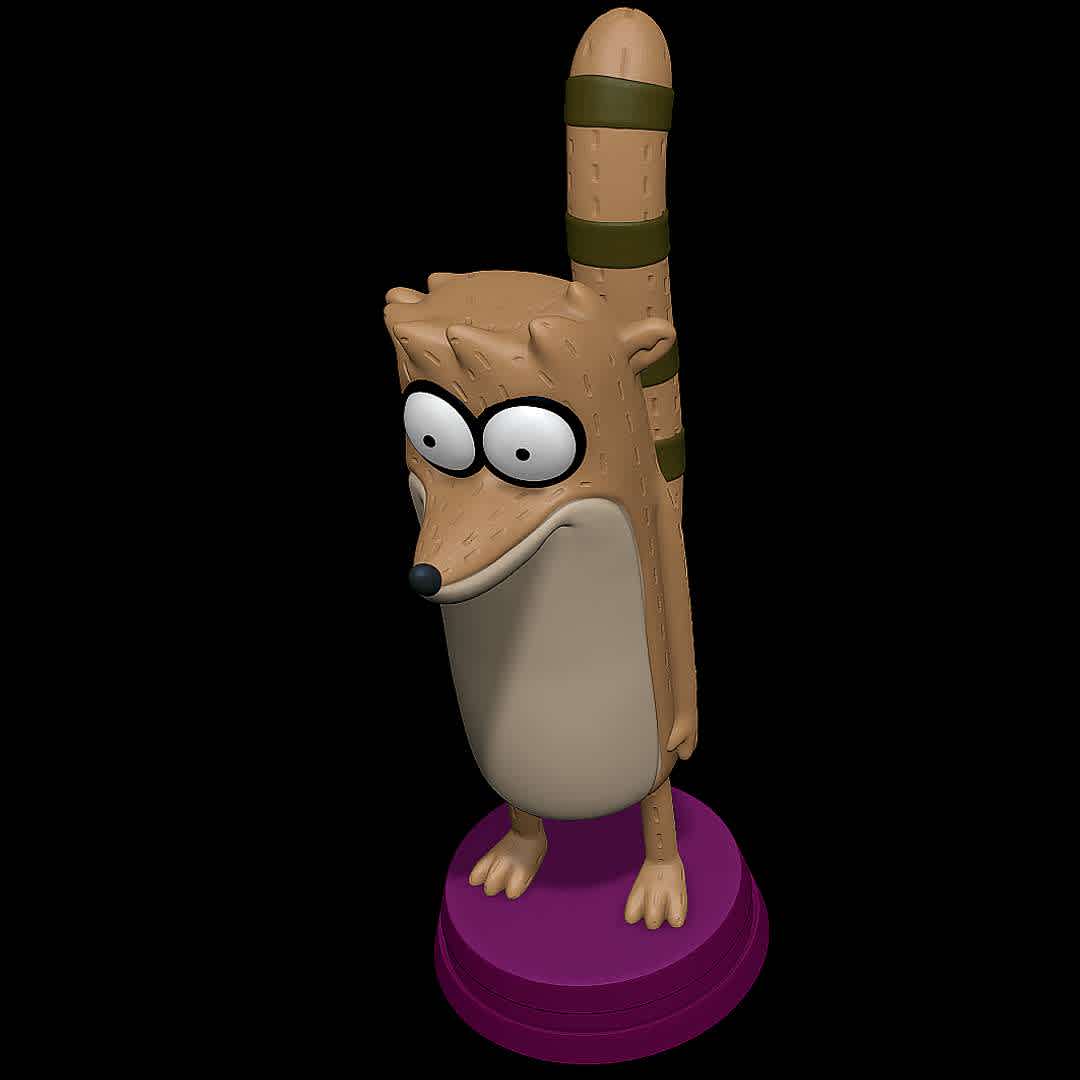 Rigby - Regular Show - Good old funny Rigby - The best files for 3D printing in the world. Stl models divided into parts to facilitate 3D printing. All kinds of characters, decoration, cosplay, prosthetics, pieces. Quality in 3D printing. Affordable 3D models. Low cost. Collective purchases of 3D files.