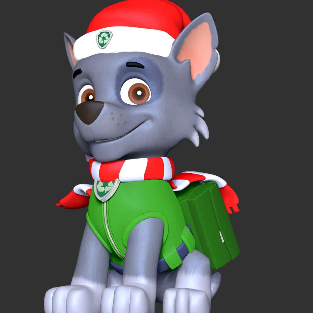 Rocky Christmas - Paw Patrol - **Let's celebrate Christmas with Rocky Paw Patrol**

These information of model:

**- The height of current model is 20 cm and you can free to scale it.**

**- Format files: STL, OBJ to supporting 3D printing.**

Please don't hesitate to contact me if you have any issues question. - The best files for 3D printing in the world. Stl models divided into parts to facilitate 3D printing. All kinds of characters, decoration, cosplay, prosthetics, pieces. Quality in 3D printing. Affordable 3D models. Low cost. Collective purchases of 3D files.