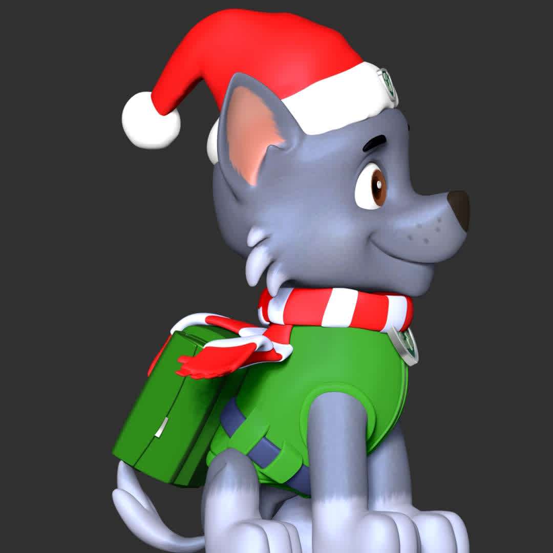 Rocky Christmas - Paw Patrol - **Let's celebrate Christmas with Rocky Paw Patrol**

These information of model:

**- The height of current model is 20 cm and you can free to scale it.**

**- Format files: STL, OBJ to supporting 3D printing.**

Please don't hesitate to contact me if you have any issues question. - The best files for 3D printing in the world. Stl models divided into parts to facilitate 3D printing. All kinds of characters, decoration, cosplay, prosthetics, pieces. Quality in 3D printing. Affordable 3D models. Low cost. Collective purchases of 3D files.