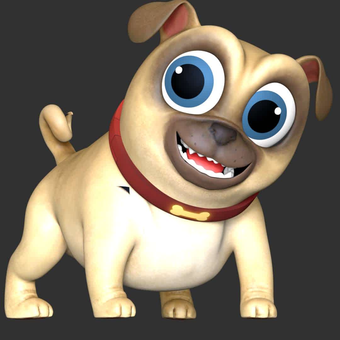 Rolly - puppy dog Pals - These information of model:

**- The height of current model is 20 cm and you can free to scale it.**

**- Format files: STL, OBJ to supporting 3D printing.**

Please don't hesitate to contact me if you have any issues question. - The best files for 3D printing in the world. Stl models divided into parts to facilitate 3D printing. All kinds of characters, decoration, cosplay, prosthetics, pieces. Quality in 3D printing. Affordable 3D models. Low cost. Collective purchases of 3D files.