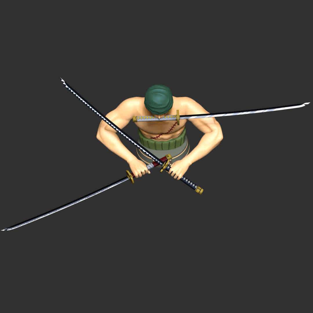 Roronoa Zoro Bust - One Piece - These information of model:

**- The height of current model is 20 cm and you can free to scale it.**

**- Format files: STL, OBJ to supporting 3D printing.**

Please don't hesitate to contact me if you have any issues question.
 - The best files for 3D printing in the world. Stl models divided into parts to facilitate 3D printing. All kinds of characters, decoration, cosplay, prosthetics, pieces. Quality in 3D printing. Affordable 3D models. Low cost. Collective purchases of 3D files.