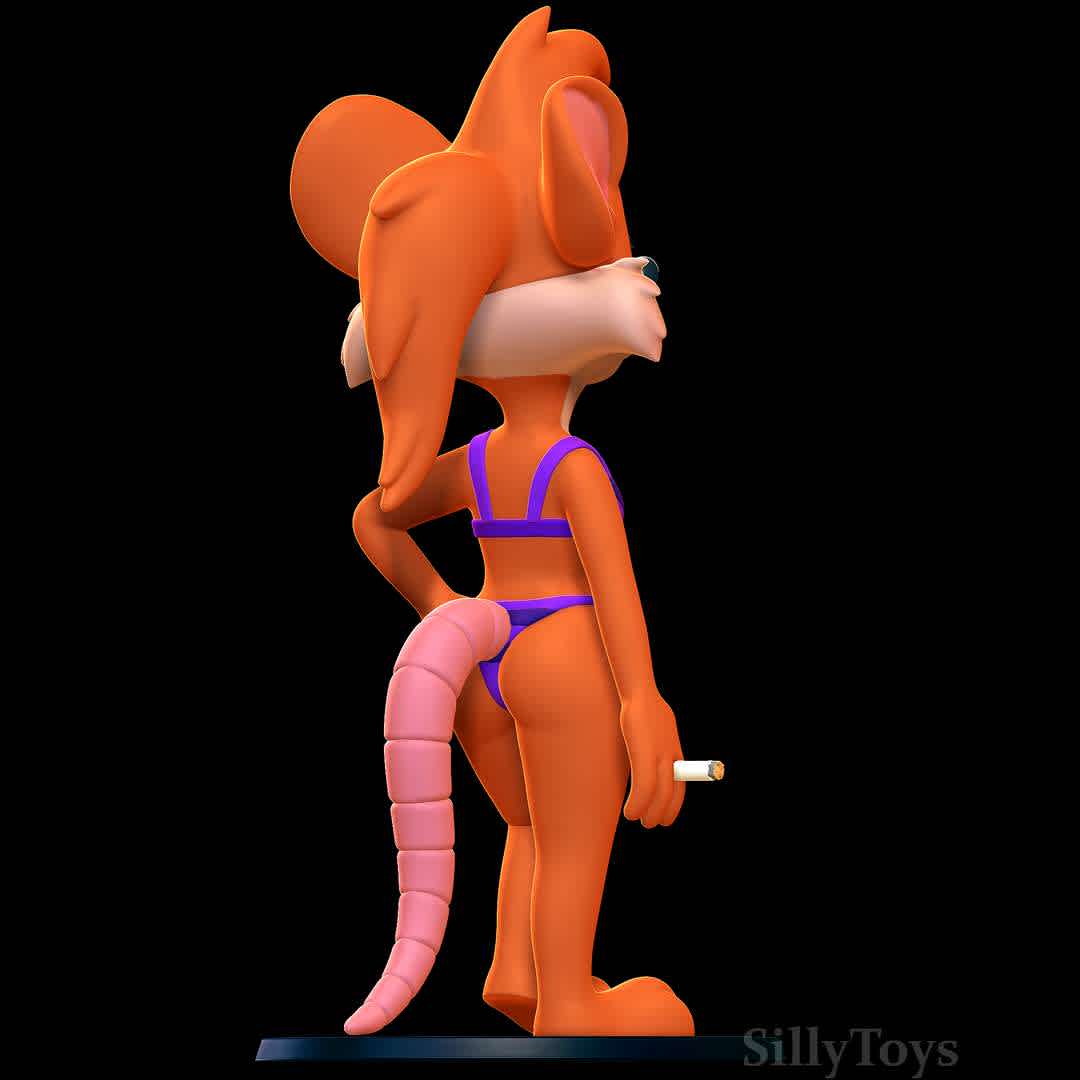 Rubella Rat with Bikini - Tiny Toons Adventures - She fancy - The best files for 3D printing in the world. Stl models divided into parts to facilitate 3D printing. All kinds of characters, decoration, cosplay, prosthetics, pieces. Quality in 3D printing. Affordable 3D models. Low cost. Collective purchases of 3D files.