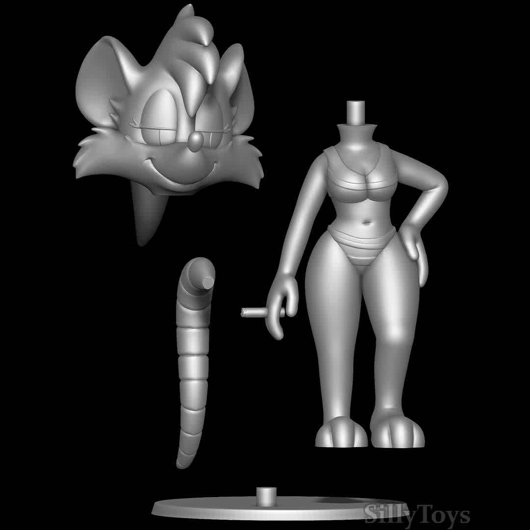 Rubella Rat with Bikini - Tiny Toons Adventures - She fancy - Os melhores arquivos para impressão 3D do mundo. Modelos stl divididos em partes para facilitar a impressão 3D. Todos os tipos de personagens, decoração, cosplay, próteses, peças. Qualidade na impressão 3D. Modelos 3D com preço acessível. Baixo custo. Compras coletivas de arquivos 3D.