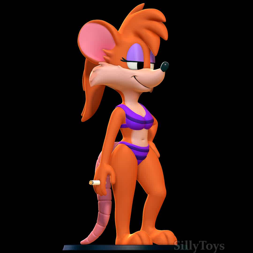 Rubella Rat with Bikini - Tiny Toons Adventures - She fancy - The best files for 3D printing in the world. Stl models divided into parts to facilitate 3D printing. All kinds of characters, decoration, cosplay, prosthetics, pieces. Quality in 3D printing. Affordable 3D models. Low cost. Collective purchases of 3D files.