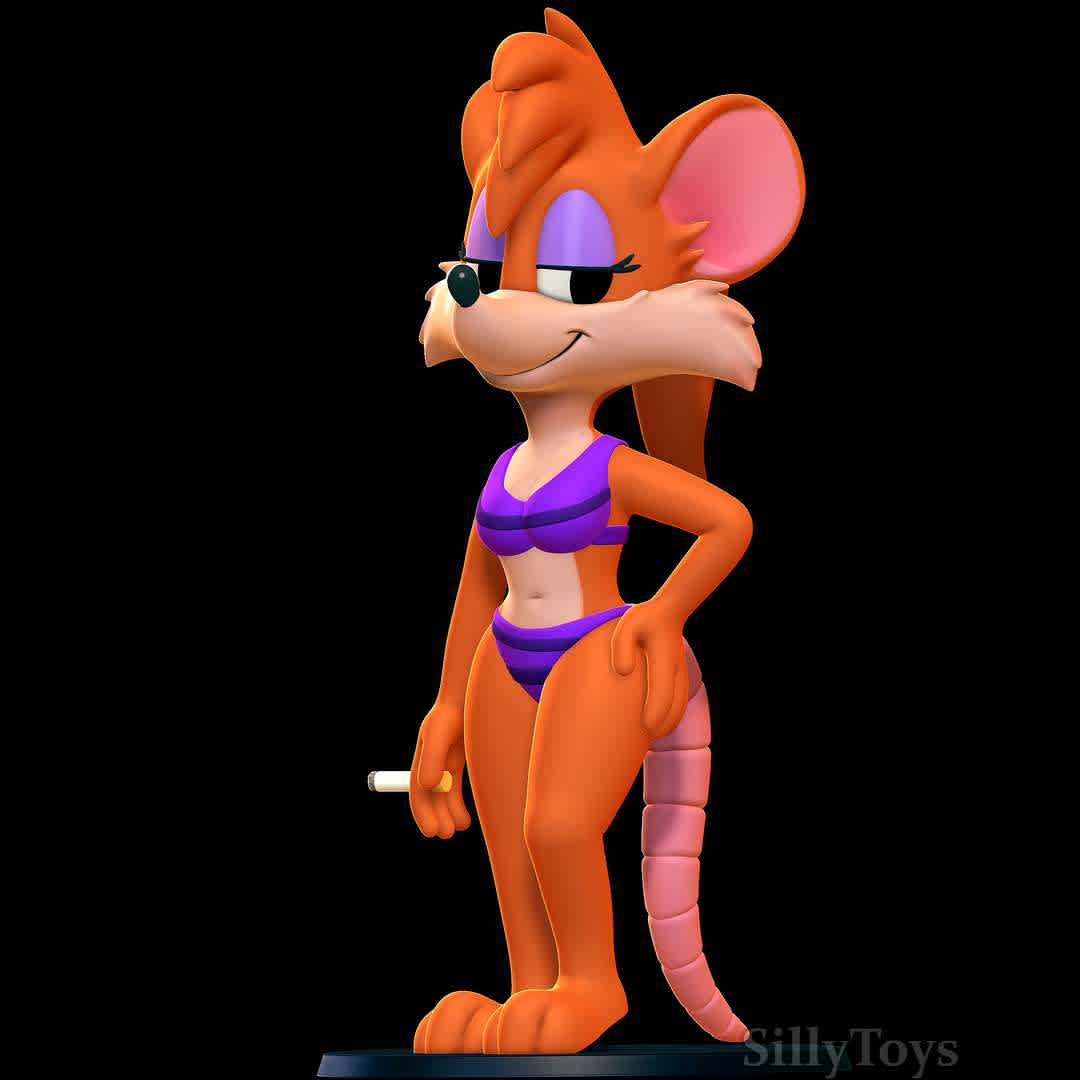 Rubella Rat with Bikini - Tiny Toons Adventures - She fancy - The best files for 3D printing in the world. Stl models divided into parts to facilitate 3D printing. All kinds of characters, decoration, cosplay, prosthetics, pieces. Quality in 3D printing. Affordable 3D models. Low cost. Collective purchases of 3D files.