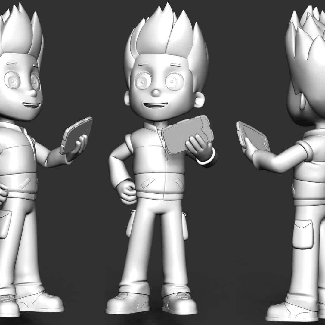 Ryder - Ryder is a ten-year-old boy and the main protagonist of the TV series PAW Patrol. He is the 1st member of the PAW Patrol and is the team's leader.

These information of this model:

 - Files format: STL, OBJ (included 02 separated files is ready for 3D printing). 
 - Zbrush original file (ZTL) for you to customize as you like.
 - The height is 20 cm
 - The version 2.0 

The model ready for 3D printing.
Hope you like him.
Don't hesitate to contact me if there are any problems during printing the model - The best files for 3D printing in the world. Stl models divided into parts to facilitate 3D printing. All kinds of characters, decoration, cosplay, prosthetics, pieces. Quality in 3D printing. Affordable 3D models. Low cost. Collective purchases of 3D files.