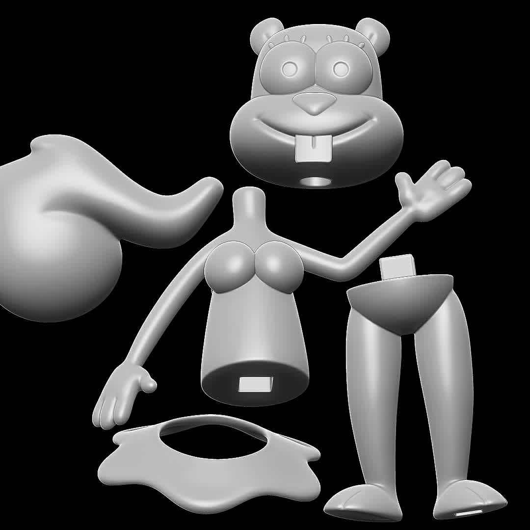 sandy cheeks - spongebob squarepants - sandy cheeks skirt version
 - The best files for 3D printing in the world. Stl models divided into parts to facilitate 3D printing. All kinds of characters, decoration, cosplay, prosthetics, pieces. Quality in 3D printing. Affordable 3D models. Low cost. Collective purchases of 3D files.