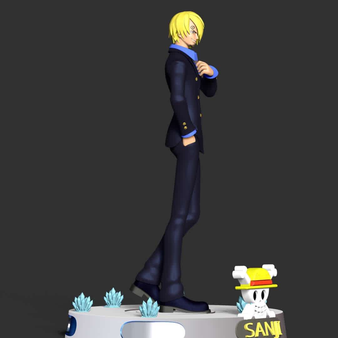 Sanji - One Piece - Sanji is the cook of the Straw Hat Pirates and one of the Nine Senior Officers of the Straw Hat Grand Fleet.He is the fifth member of the crew and the fourth to join.

Information: This model has a height of 18 cm.

When you purchase this model, you will own:
 
- STL, OBJ file with 3 separated files (included key to connect parts) is ready for 3D printing.
- Zbrush original files (ZTL) for you to customize as you like.

This is version 1.0 of this model.
Thanks for viewing! Hope you like him. - The best files for 3D printing in the world. Stl models divided into parts to facilitate 3D printing. All kinds of characters, decoration, cosplay, prosthetics, pieces. Quality in 3D printing. Affordable 3D models. Low cost. Collective purchases of 3D files.