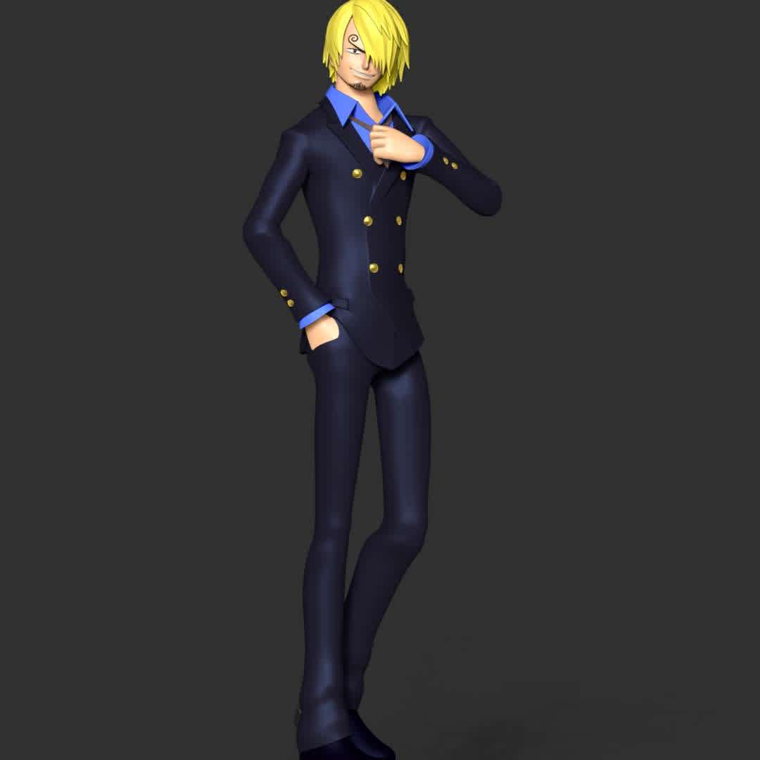 Sanji - One Piece - Sanji is the cook of the Straw Hat Pirates and one of the Nine Senior Officers of the Straw Hat Grand Fleet.He is the fifth member of the crew and the fourth to join.

Information: This model has a height of 18 cm.

When you purchase this model, you will own:
 
- STL, OBJ file with 3 separated files (included key to connect parts) is ready for 3D printing.
- Zbrush original files (ZTL) for you to customize as you like.

This is version 1.0 of this model.
Thanks for viewing! Hope you like him. - The best files for 3D printing in the world. Stl models divided into parts to facilitate 3D printing. All kinds of characters, decoration, cosplay, prosthetics, pieces. Quality in 3D printing. Affordable 3D models. Low cost. Collective purchases of 3D files.