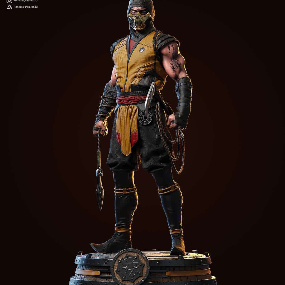 Scorpions - mortal kombat 1 is coming, and as a fan I can't help but model this great character. - The best files for 3D printing in the world. Stl models divided into parts to facilitate 3D printing. All kinds of characters, decoration, cosplay, prosthetics, pieces. Quality in 3D printing. Affordable 3D models. Low cost. Collective purchases of 3D files.