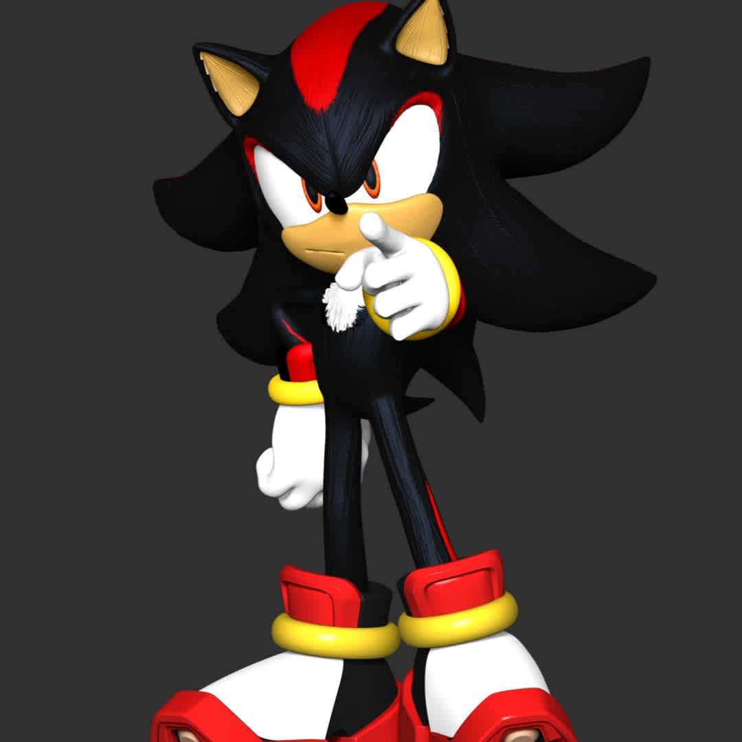 Shadow the hedgehog - These information of model:

**- The height of current model is 20 cm and you can free to scale it.**

**- Format files: STL, OBJ to supporting 3D printing.**

Please don't hesitate to contact me if you have any issues question. - The best files for 3D printing in the world. Stl models divided into parts to facilitate 3D printing. All kinds of characters, decoration, cosplay, prosthetics, pieces. Quality in 3D printing. Affordable 3D models. Low cost. Collective purchases of 3D files.