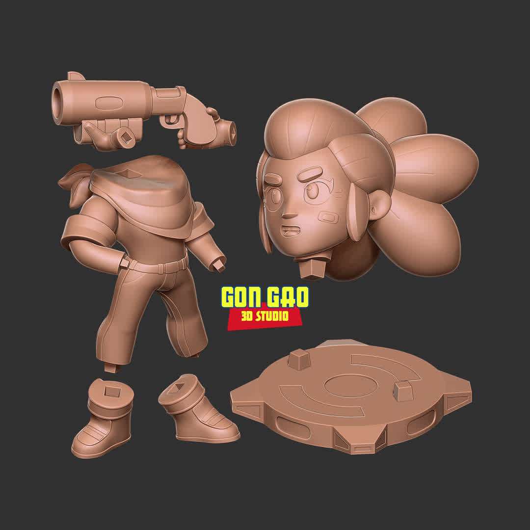 Shelly - Brawl Stars - "A bit of nostalgia with Shelly in her oldest version outfit."

Basic parameters:
1. - STL format for 3D printing with 06 discrete objects
2. - Model height: 20 cm
3. - Version 1.0 - Polygons: 2396784 & Vertices: 1287377

Model ready for 3D printing.

Please vote positively for me if you find this model useful. - Los mejores archivos para impresión 3D del mundo. Modelos Stl divididos en partes para facilitar la impresión 3D. Todo tipo de personajes, decoración, cosplay, prótesis, piezas. Calidad en impresión 3D. Modelos 3D asequibles. Bajo costo. Compras colectivas de archivos 3D.