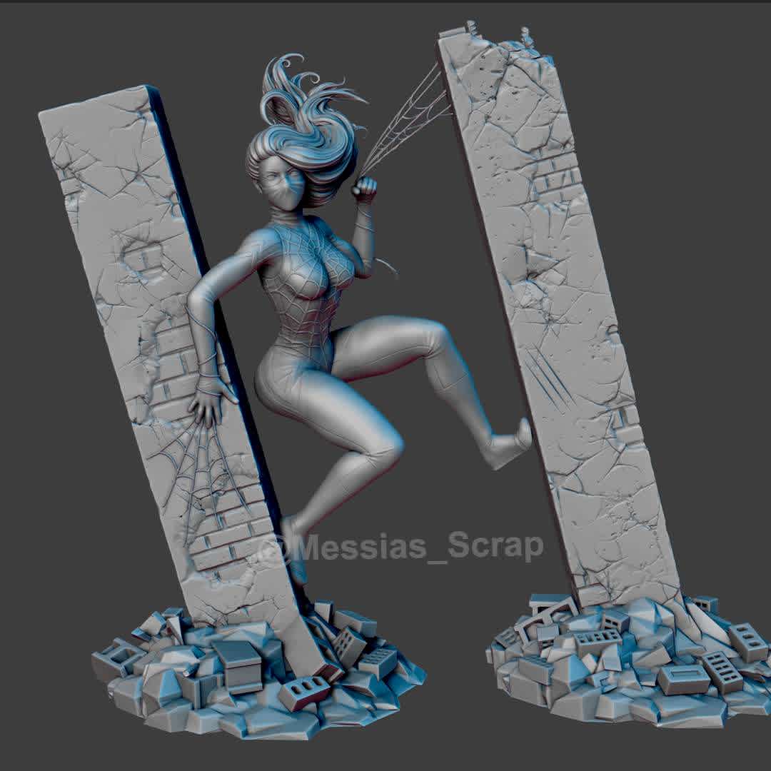 Silk (Cindy Moon) - Silk (Cindy Moon) - High detailed well textured model of Silk on city street as base posing bewteen to building walls. - The best files for 3D printing in the world. Stl models divided into parts to facilitate 3D printing. All kinds of characters, decoration, cosplay, prosthetics, pieces. Quality in 3D printing. Affordable 3D models. Low cost. Collective purchases of 3D files.