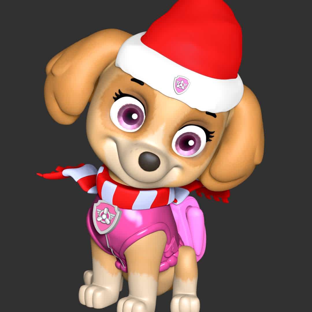 Skye Christmas - Paw Patrol - These information of model:

**- The height of current model is 20 cm and you can free to scale it.**

**- Format files: STL, OBJ to supporting 3D printing.**

Please don't hesitate to contact me if you have any issues question. - Os melhores arquivos para impressão 3D do mundo. Modelos stl divididos em partes para facilitar a impressão 3D. Todos os tipos de personagens, decoração, cosplay, próteses, peças. Qualidade na impressão 3D. Modelos 3D com preço acessível. Baixo custo. Compras coletivas de arquivos 3D.