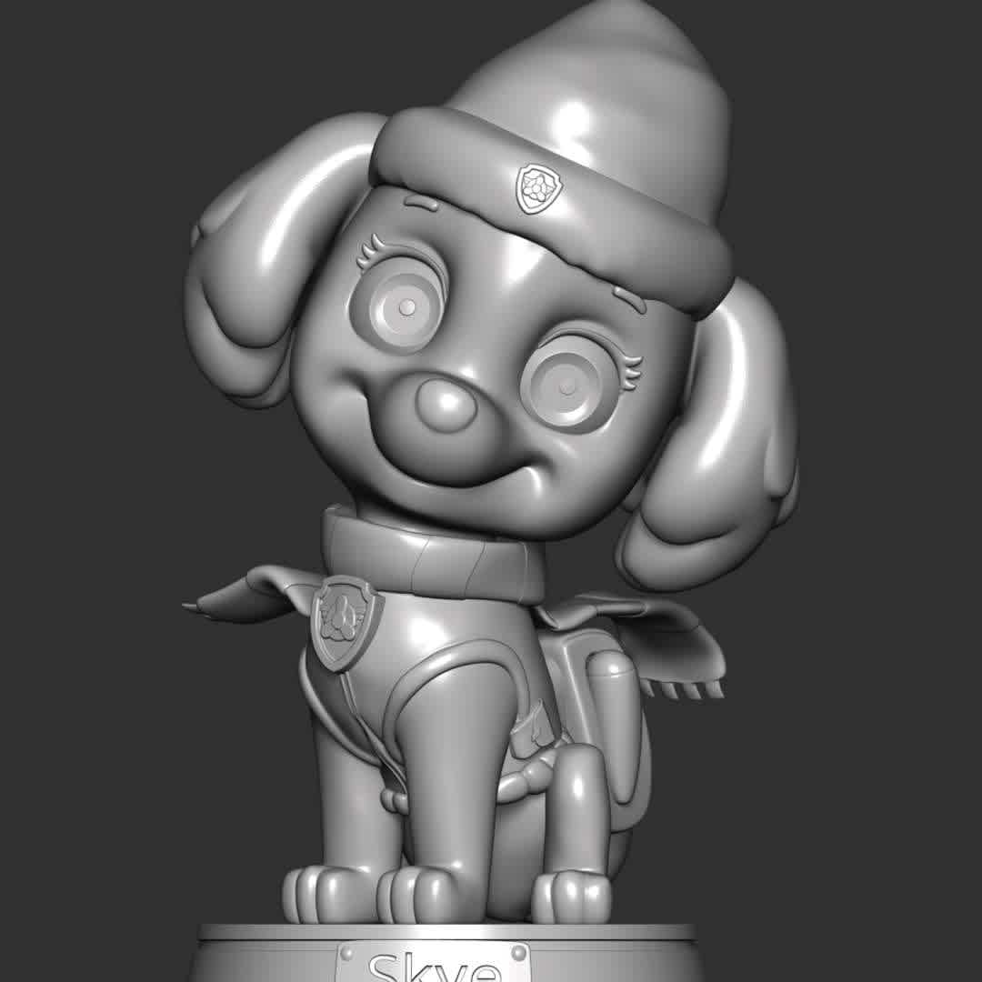 Skye Christmas - Paw Patrol - These information of model:

**- The height of current model is 20 cm and you can free to scale it.**

**- Format files: STL, OBJ to supporting 3D printing.**

Please don't hesitate to contact me if you have any issues question. - Os melhores arquivos para impressão 3D do mundo. Modelos stl divididos em partes para facilitar a impressão 3D. Todos os tipos de personagens, decoração, cosplay, próteses, peças. Qualidade na impressão 3D. Modelos 3D com preço acessível. Baixo custo. Compras coletivas de arquivos 3D.