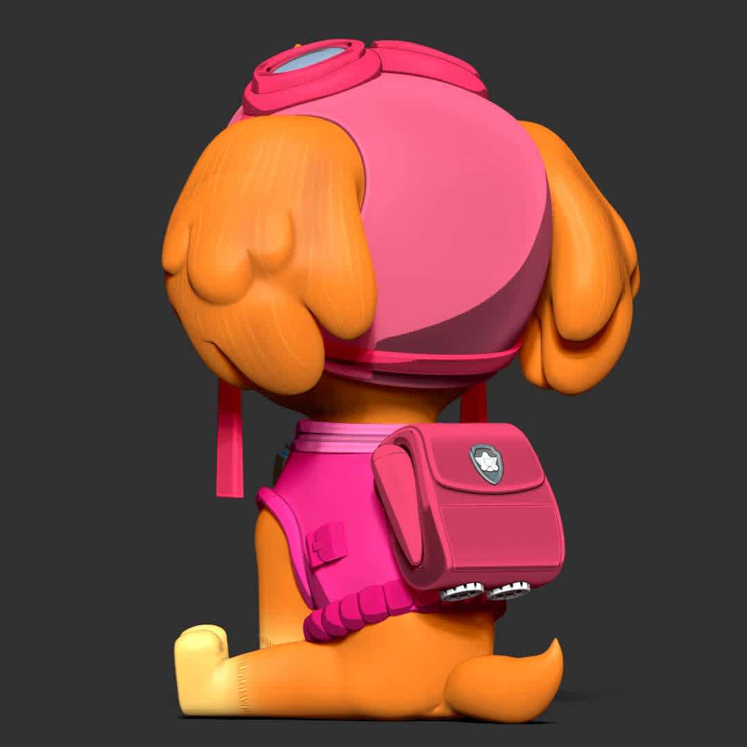 Skye - Paw Patrol  - "Skye is a seven-year-old cockapoo and the first female member of the PAW Patrol."

Basic parameters:

- STL format for 3D printing with 03 discrete objects
- Model height: 15cm
- Version 1.0: Polygons: 1808754 & Vertices: 970685

Model ready for 3D printing.

Please vote positively for me if you find this model useful. - The best files for 3D printing in the world. Stl models divided into parts to facilitate 3D printing. All kinds of characters, decoration, cosplay, prosthetics, pieces. Quality in 3D printing. Affordable 3D models. Low cost. Collective purchases of 3D files.