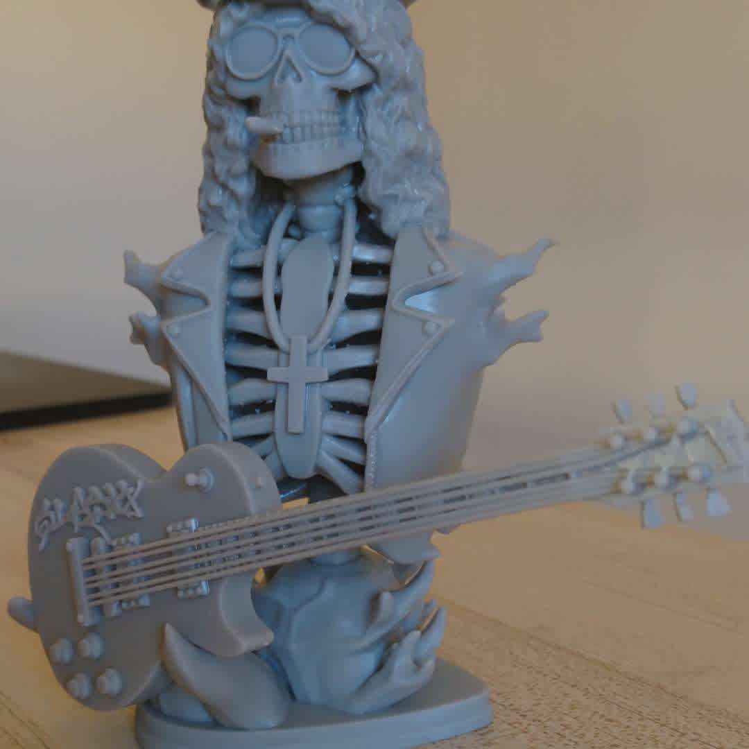 SLASH-Bust - Slash style skull - The best files for 3D printing in the world. Stl models divided into parts to facilitate 3D printing. All kinds of characters, decoration, cosplay, prosthetics, pieces. Quality in 3D printing. Affordable 3D models. Low cost. Collective purchases of 3D files.