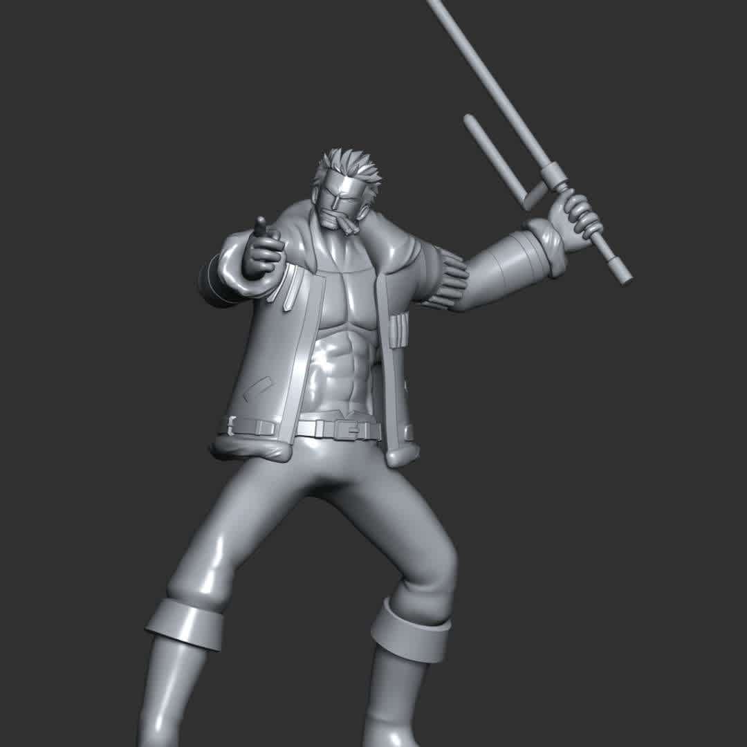 Smoker - One Piece - **Smoker the White Hunter is a Marine vice admiral and the Commander of the G-5 Marine base**

**The model ready for 3D printing.**

These information of model:

**- Format files: STL, OBJ to supporting 3D printing.**

**- Can be assembled without glue (glue is optional)**

**- Split down to 3 parts**

**- The height of current model is 20 cm and you can free to scale it.**

**- ZTL format for Zbrush for you to customize as you like.**

Please don't hesitate to contact me if you have any issues question.

If you see this model useful, please vote positively for it. - Os melhores arquivos para impressão 3D do mundo. Modelos stl divididos em partes para facilitar a impressão 3D. Todos os tipos de personagens, decoração, cosplay, próteses, peças. Qualidade na impressão 3D. Modelos 3D com preço acessível. Baixo custo. Compras coletivas de arquivos 3D.