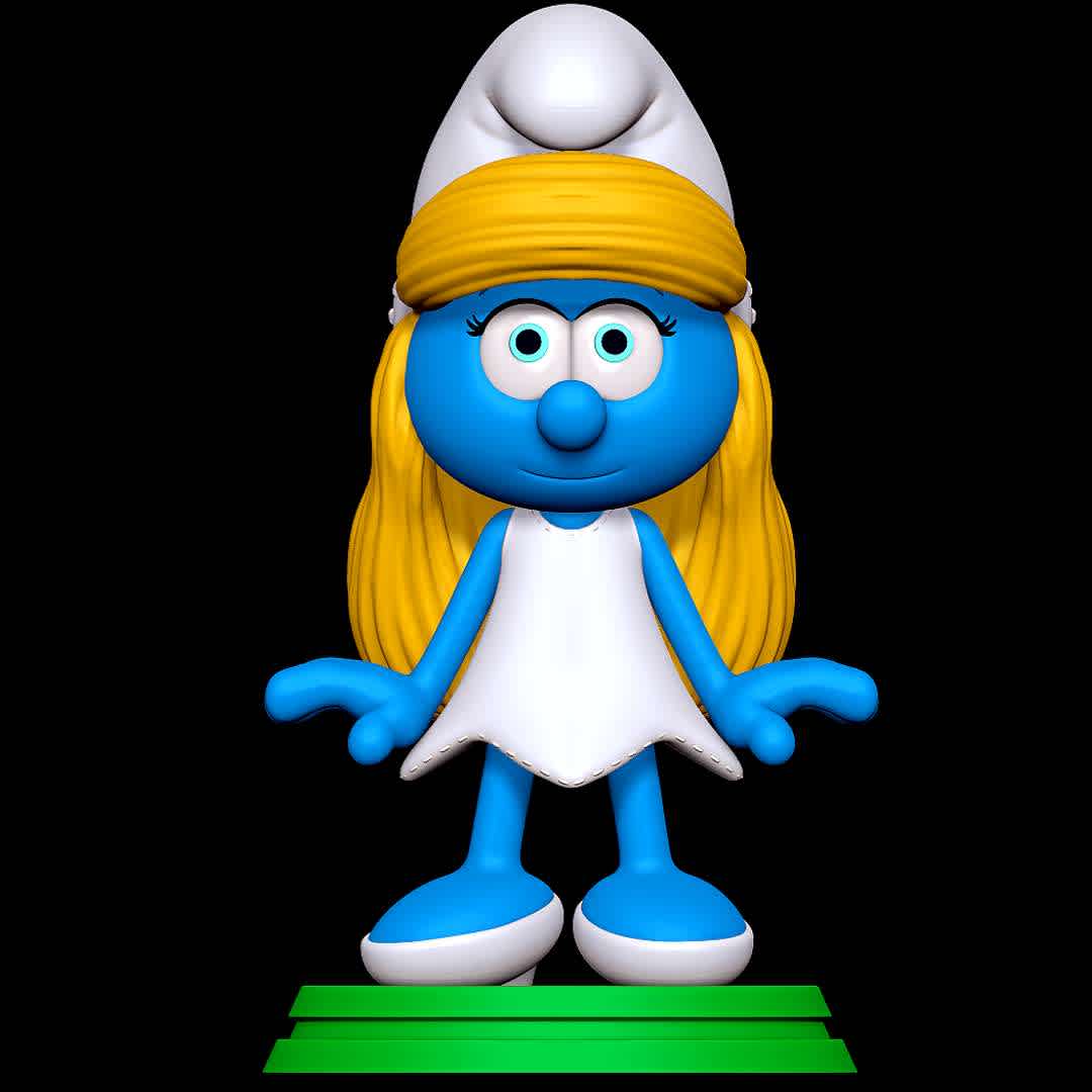 Smurfette - Smurfs - Classic - The best files for 3D printing in the world. Stl models divided into parts to facilitate 3D printing. All kinds of characters, decoration, cosplay, prosthetics, pieces. Quality in 3D printing. Affordable 3D models. Low cost. Collective purchases of 3D files.