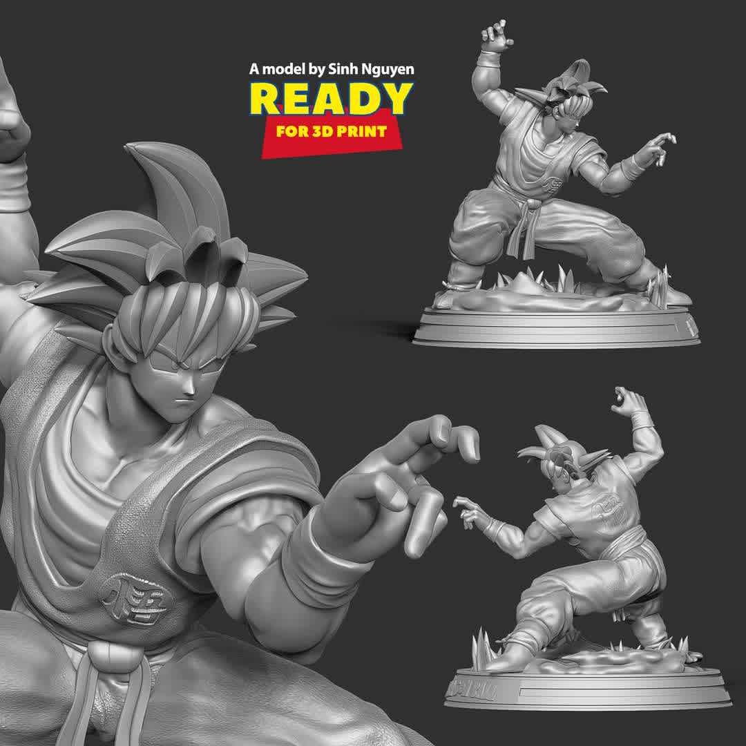 Son Goku - Ready to fight - I don't know how to introduce this character because he is so popular already.

-- Information: this model has a height of 30cm.

When you purchase this model, you will own:

01. File STL and OBJ with 05 parts are extracted and created key. Ready for 3D printing.
02. ZTL file of Zbrush for you to adjust according to your needs.

-3nd October, 2020 - This is version 1.0 of this model.

-17th August, 2022 - version 1.2: Fix all model & Merge discrete parts together.

Thanks so much for viewing my model!

Hope you guys like him :) - Los mejores archivos para impresión 3D del mundo. Modelos Stl divididos en partes para facilitar la impresión 3D. Todo tipo de personajes, decoración, cosplay, prótesis, piezas. Calidad en impresión 3D. Modelos 3D asequibles. Bajo costo. Compras colectivas de archivos 3D.